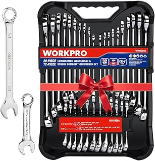 WORKPRO 32-Piece SAE & Metric Combination Wrench Set (Standard & Stubby)