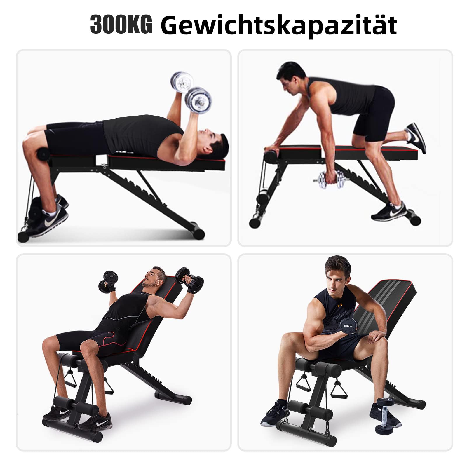 YOLEO klappbare Hantelbank Multifunktion Training Fitness Bank Bauchtrainer Schrägbank mit 6-Fach Verstellbarer Rückenlehne/3-Fach verstellbarer Sitzkissen,Belastung 300kg