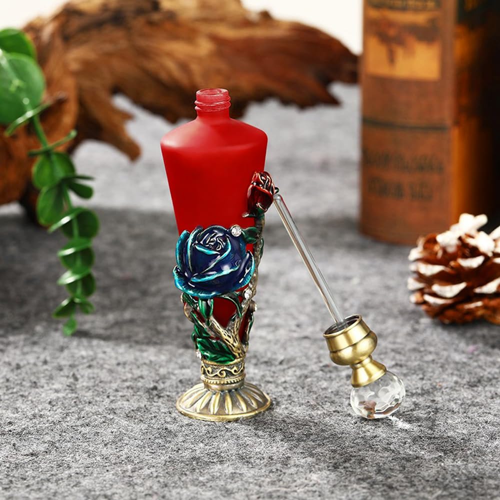 Rayberro Parfümflasche im Vintage-Stil, leer, 25 ml, Kristall-Inlay, Parfümflaschen, ätherische Öle, Tropfflasche, nachfüllbarer Behälter, Unterflasche, dekorative Glasflasche für Heimdekoration, für