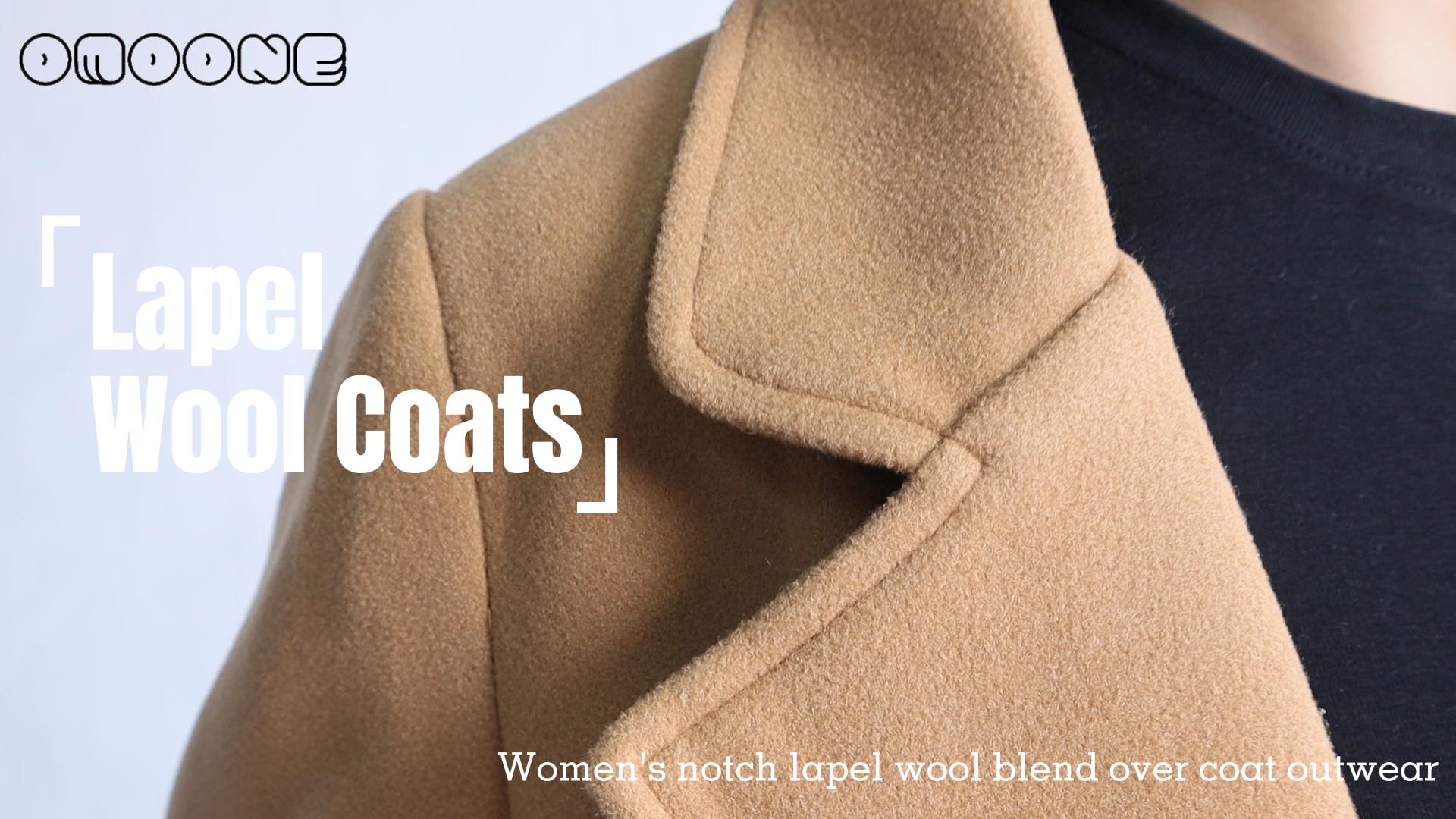 Amazon.com: Omoone Women's Winter Wool Blend Coat Notch Lapel Mid