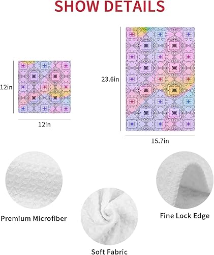 Miniatura 7 de Artwork Store 2 Packs Kitchen Towel Cotton Waffle Weave, Square Purple Blue Pink Ombre Absorbent Quick Drying Dish Cloths for Kitchen Living Room