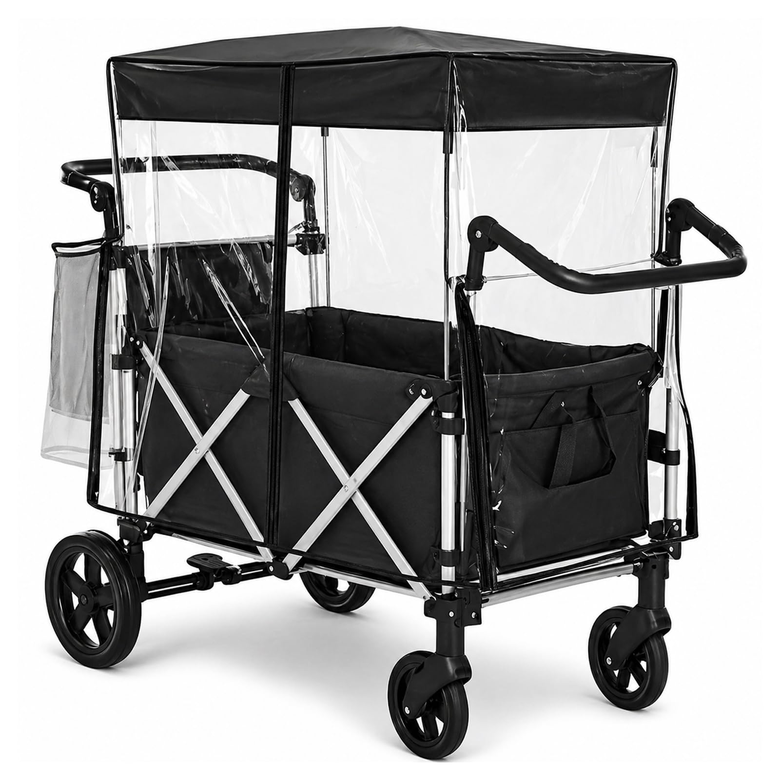 Universal Bollerwagen Regenschutz, Regenverdeck Universal, EVA Regenschutz Transparent mit Reißverschluss, Bollerwagen Zubehör für Transportwagen, Strandwagen, Kinderwagen,105 * 50 * 80cm, Hellgrau