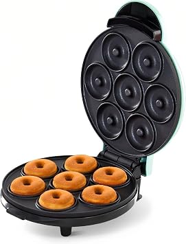 Donut Maker, Electric Non-Stick Surface Makes 7 Small Doughnuts Mini Donut Maker Machine, Mini Doughnut Maker Pancake Maker for Breakfast, Snacks, Desserts & More, Azure