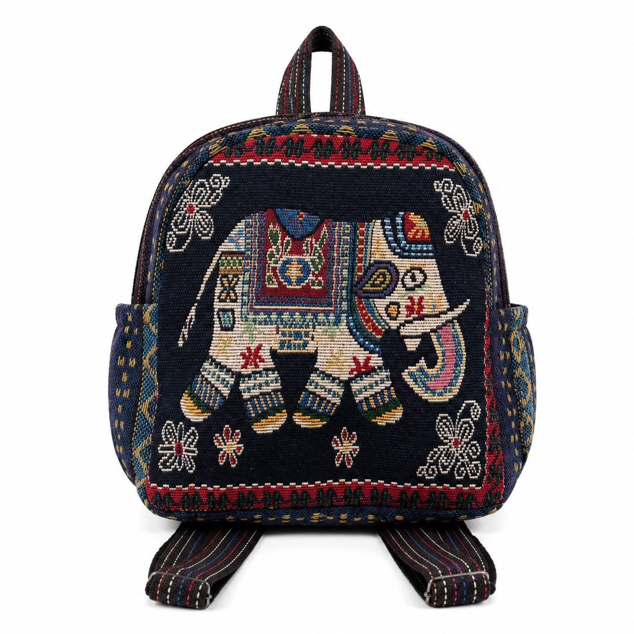 KIVORA Elephant Embroidered Tapestry Backpack, Boho Ethnic Style-picture-11