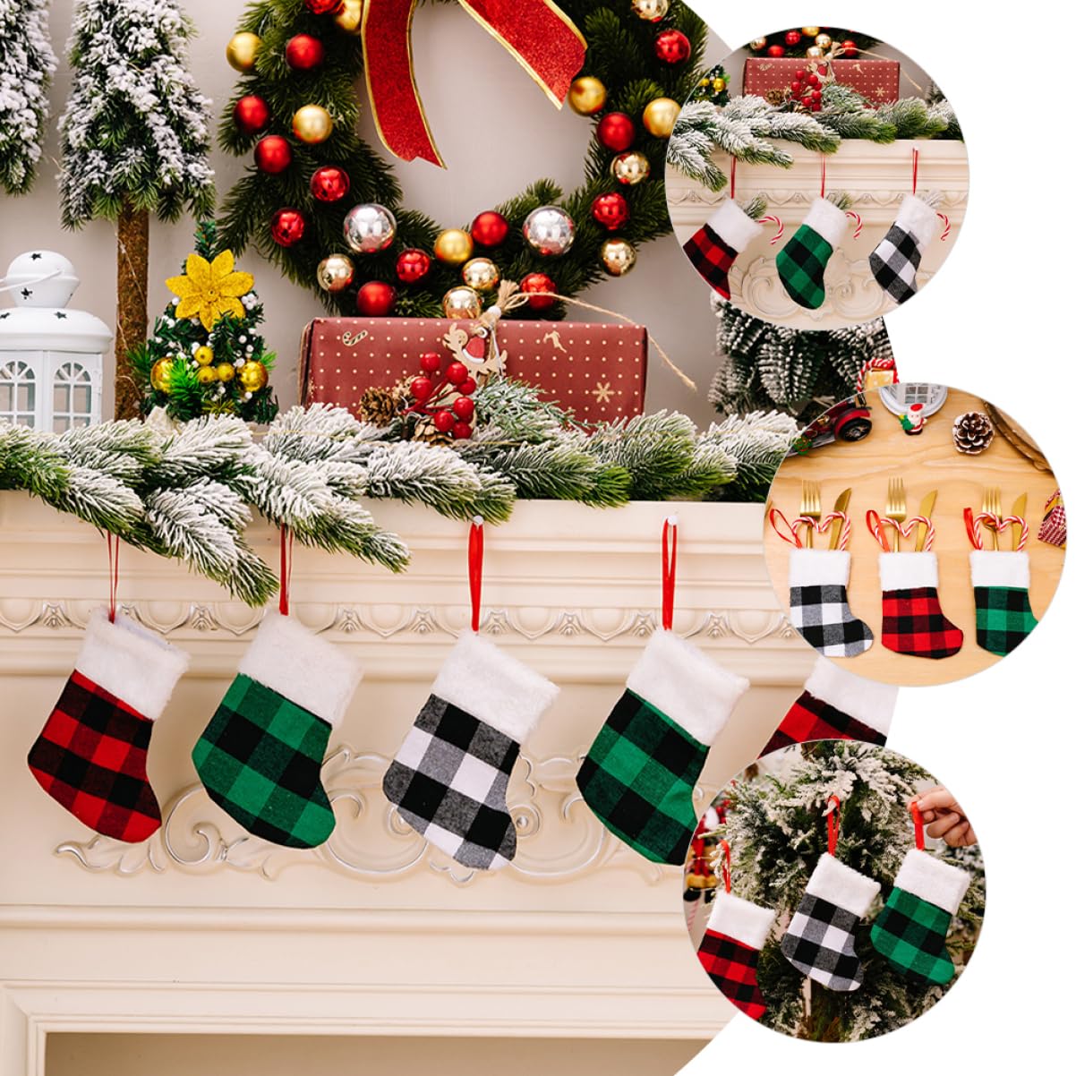 Amosfun 5 Sätze Cartoon-strumpfbeutel Weihnachts Party Weihnachtsbaumdeko Kaminsims Weihnachtsstrümpfe Weihnachtsbaum Strümpfe Weihnachtstüten Mit Süßigkeiten Christbaumschmuck 6 Stück * 5