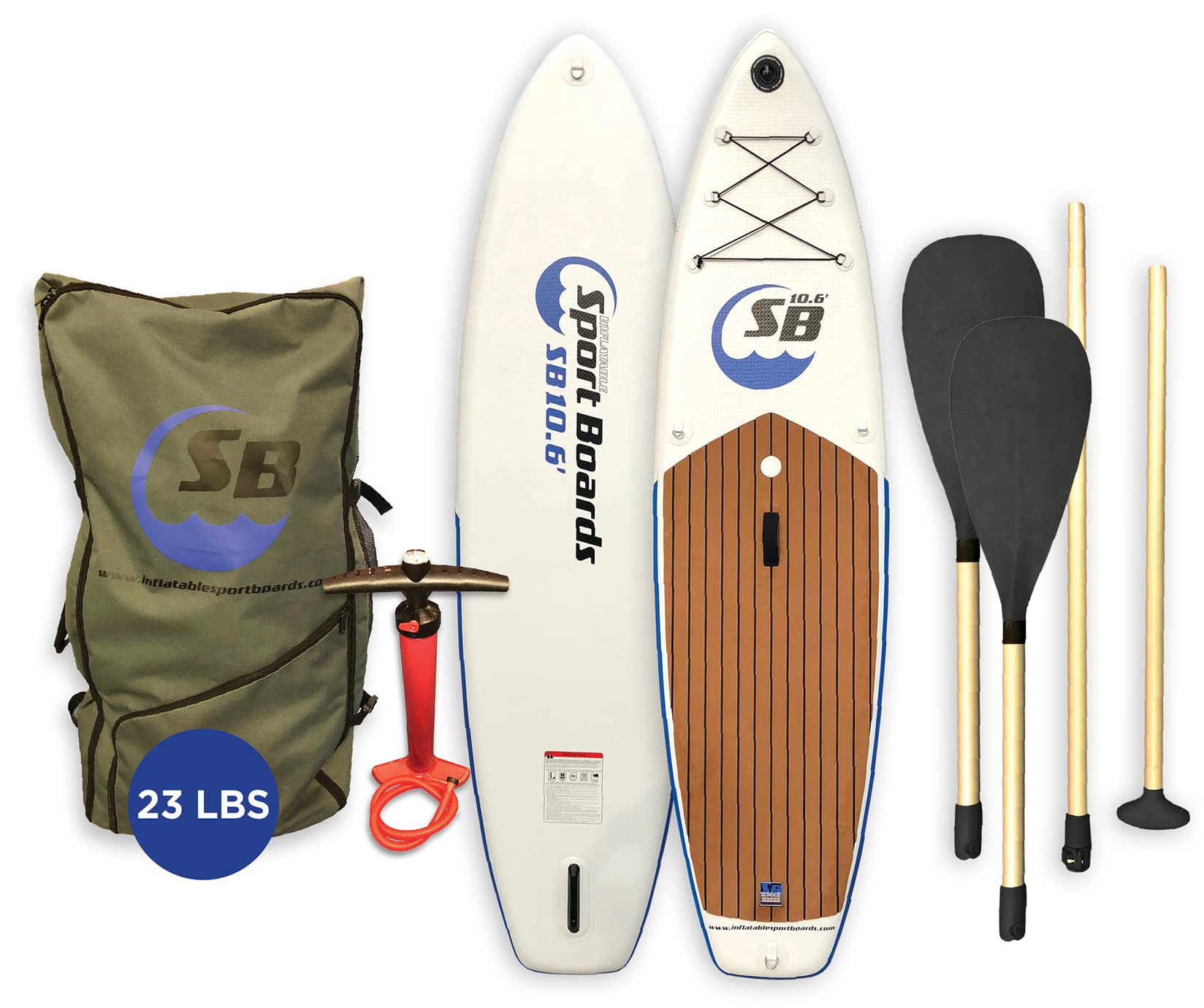 Inflatable Sport Board AIRBO 10.6' Premium Inflatable Stand Up Paddle Board & Kayak with ISUP Backpack - Double Action Pump - 4 Piece SUP Kayak Paddle