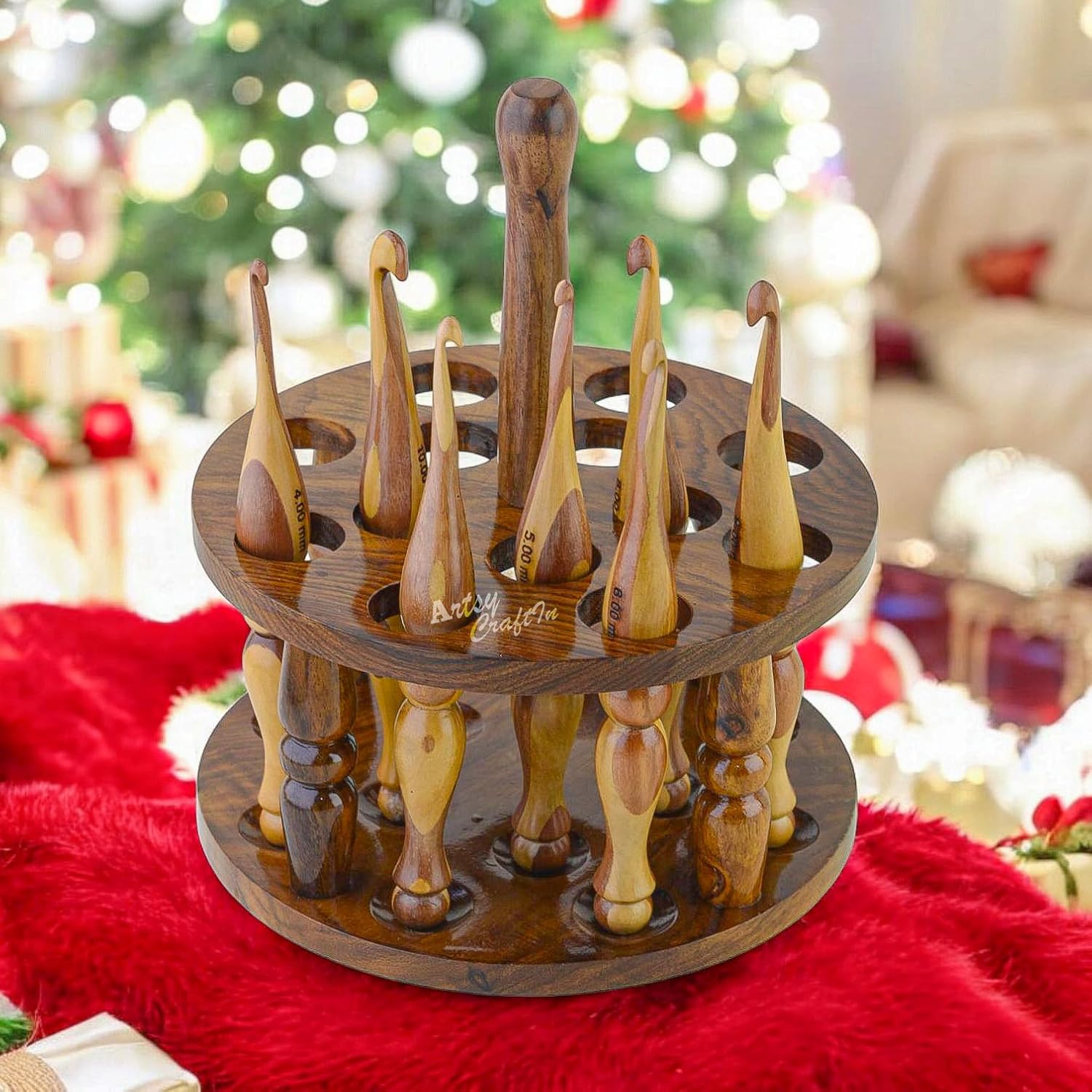 Handmade Wooden Ergonomic Knitting Crochet Hooks Set, 7 Pieces Knitting Needles with Different Sizes, Perfect Gift for Crocheters and Knitters (Only Crochet Hooks)