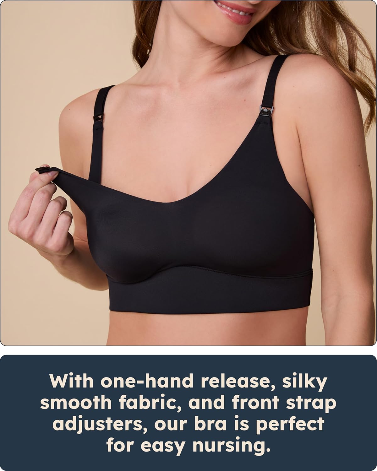 Harper Wilde Bliss Nursing Bralette - Ultra-Soft Maternity Bra - Black - Image 3