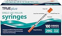 Vista 11 de Jeringas de insulina de un solo uso TRUEplus, 28G 0.5cc 1/2 pulgada de longitud de aguja, 100 unidades (10 paquetes de 10)