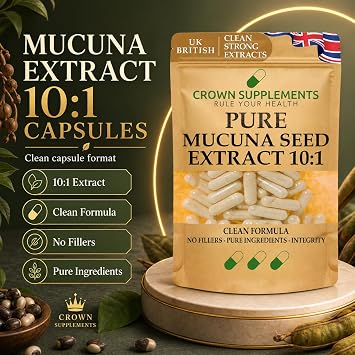 Pure Clean Mucunas Extract 10:1 | Clean Supplements UK | Crown Supplements (90 Capsules)