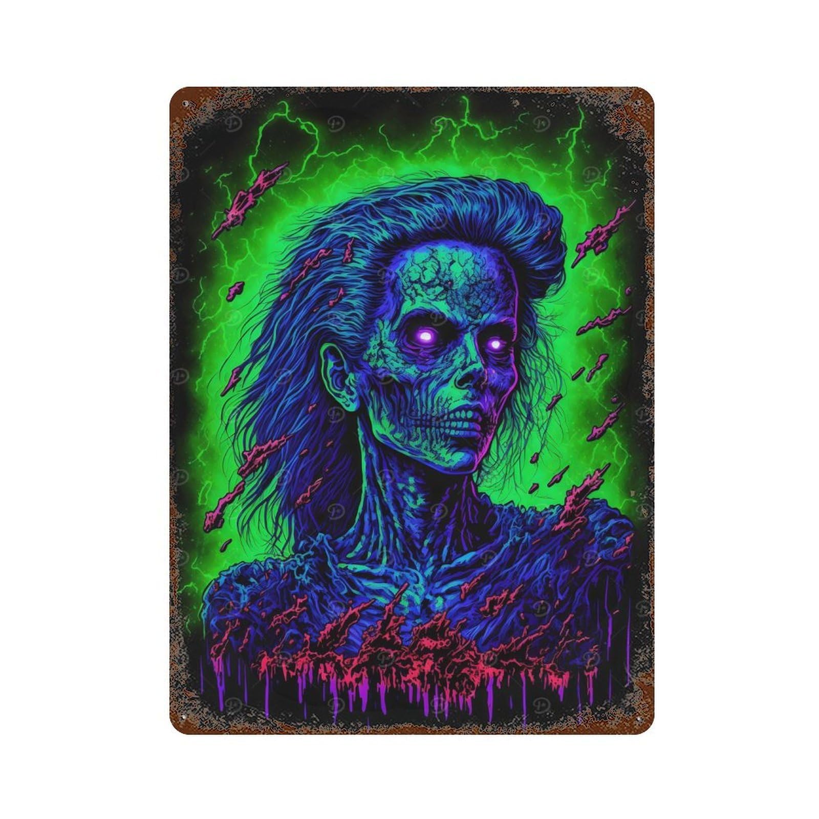 Zombified Rust Effect Tin Sign 15.7"x11.8", Ideal for Farmhouse, Kitchen And Entryway Decor