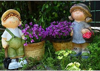 Amazon.co.jp: ガーデニング 庭 置物 F 男の子 女の子 北欧 大きい