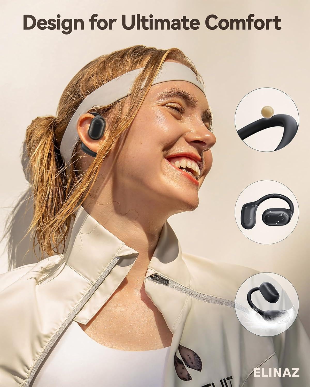 Open Ear Earbuds Ear Buds with LED Display & 50H Playtime, Bluetooth 5.3 Wireless Earbuds, IPX5 Waterproof Bluetooth Headphones with Earhook Design - Earphones for Running, Cycling Workouts, Black - Image 7