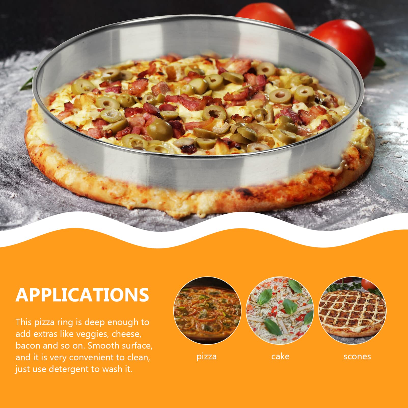 Pizza Guide Ring Cake Rings Luxshiny Stainless Steel Pizza Ring - 12 Inch Cake, Muffin ...