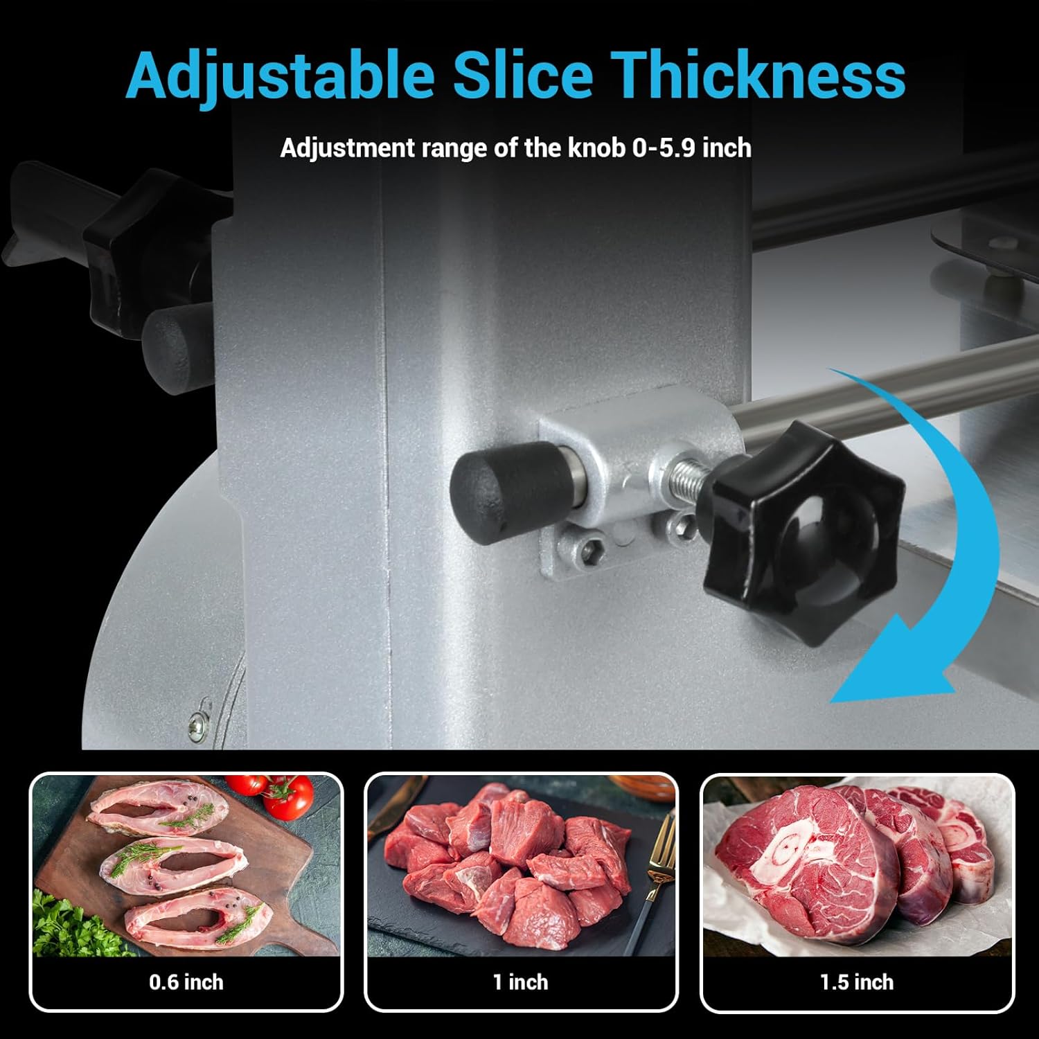 1500W Electric Meat Bone Saw Machine Commercial&Home Use Food Grade Cutter 0.6-5.9”Thickness, Butcher Band Saw Cutting Frozen Meat into Slice 20x15”Work Table for Chicken Fish Beef Bread