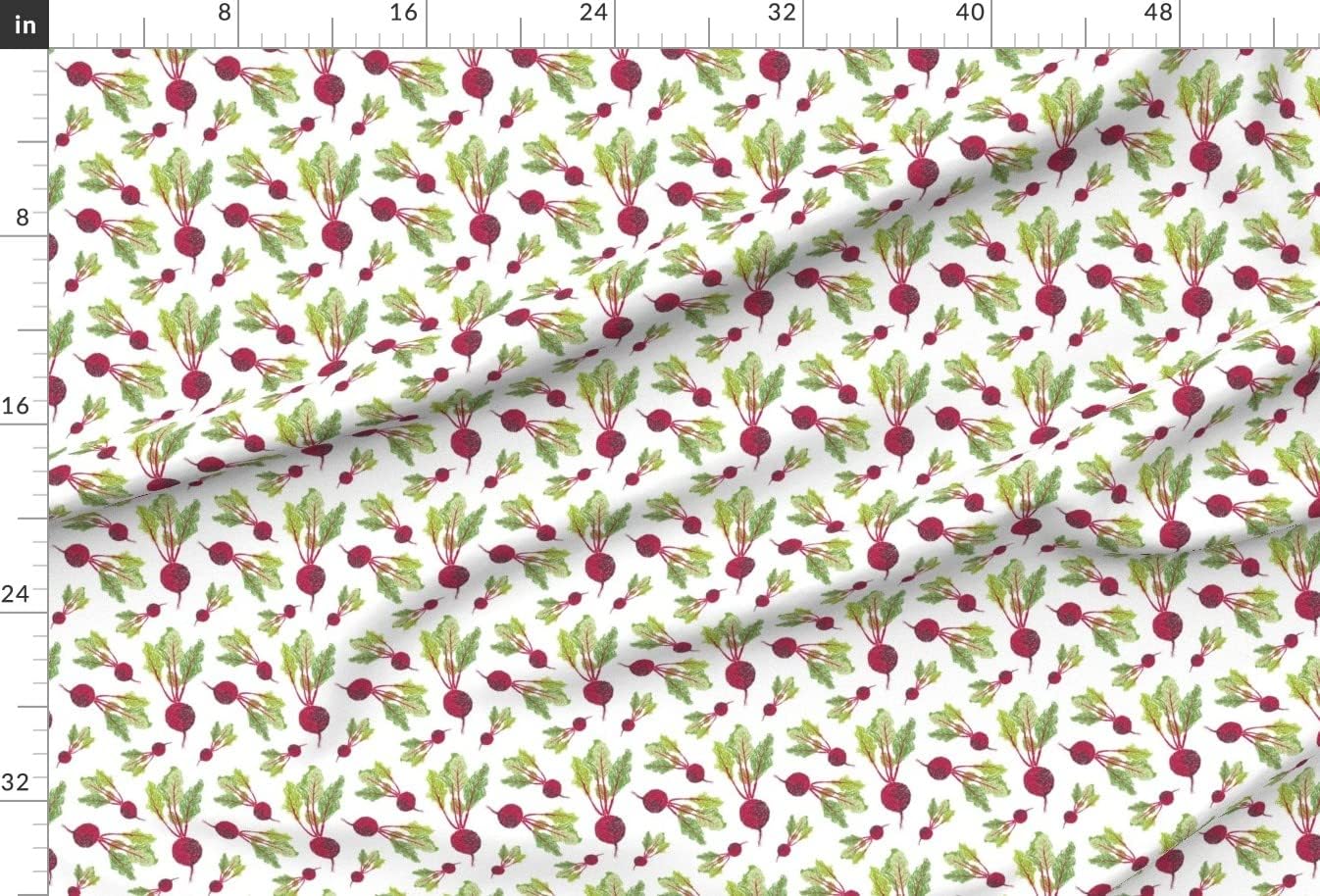 Spoonflower Fabric - Beet Radish White Vegetable Food Kitchen Cooking Veggies Chef Cook Printed on Chiffon Fabric by The Yard - Sewing Fashion Apparel Dresses Home Decor