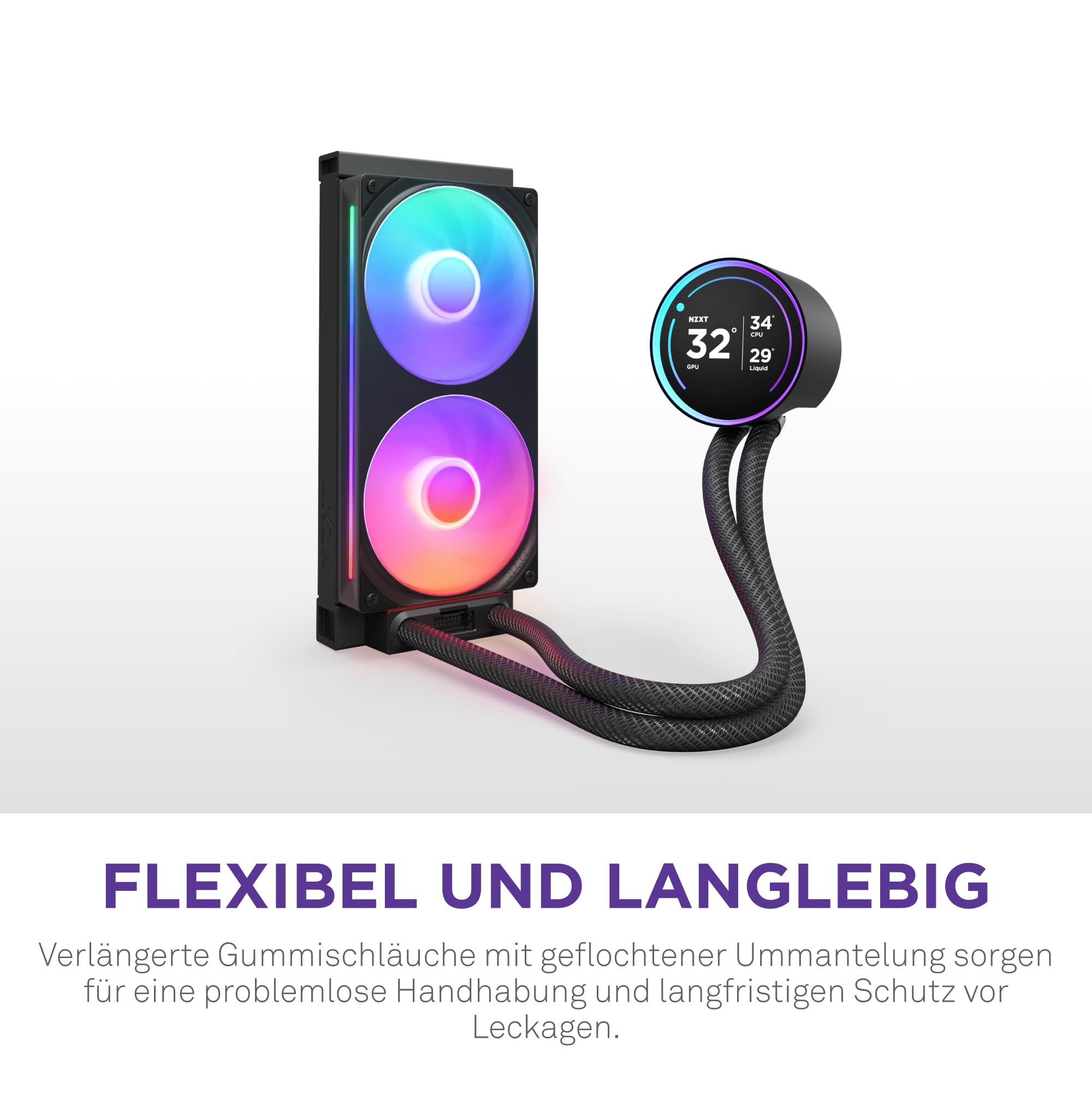 Nzxt Kraken Elite 240 RGB – AIO CPU-Flüssigkeitskühler – Anpassbares LCD-Display – Hochleistungs-Lüfter – Kompatibel mit Intel® & AMD® Sockel – RL-KR24E-B2 – Schwarz – Bild 9