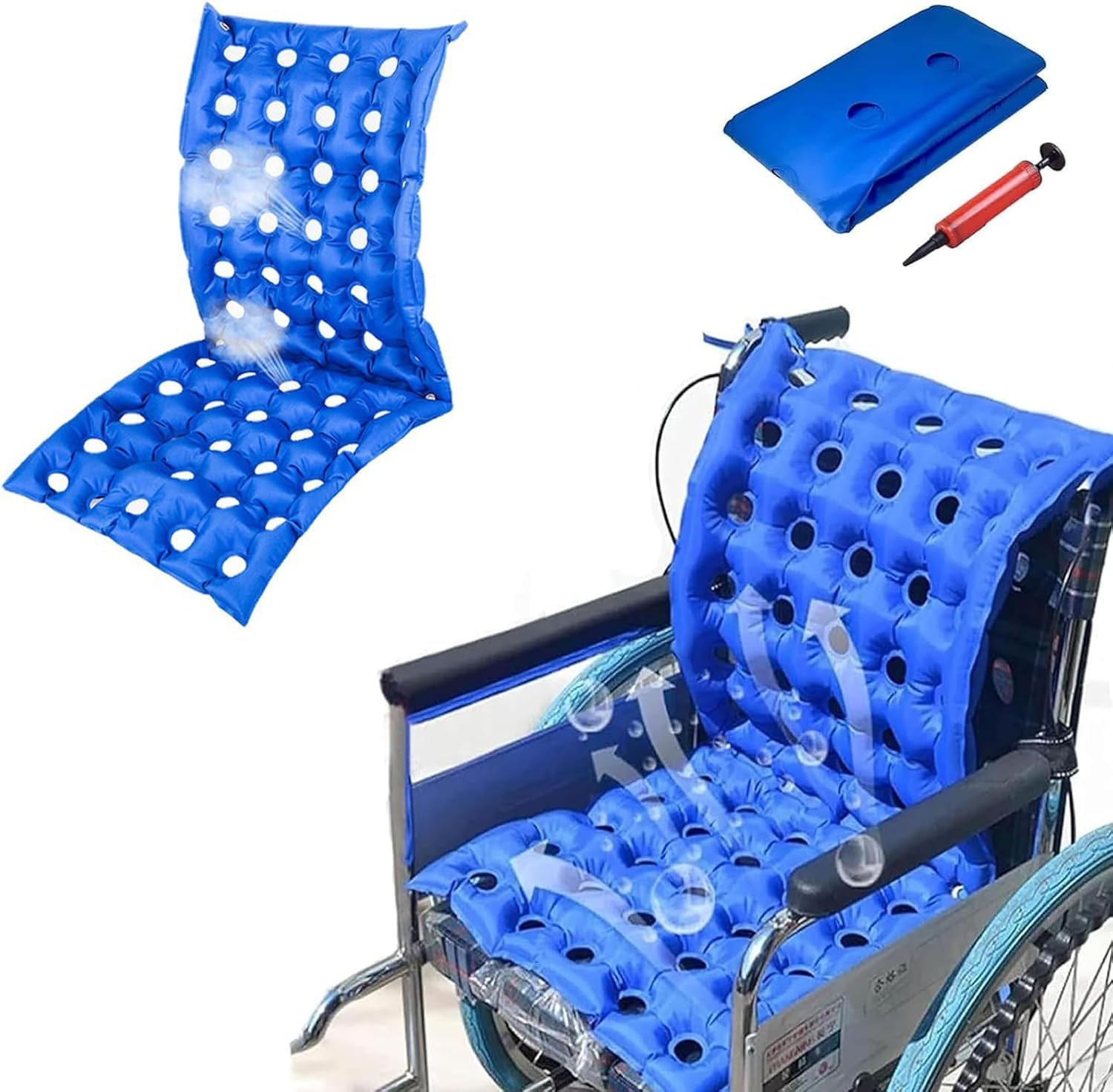 Materasso A Pressione Alternata Con Pompa Elettrica, Materasso Antidecubito Con 55 Fori Di Ventilazione, Materiale In Pvc, Materassino Gonfiabile Pieghevole E Portatile Per Anziani E Disabili.