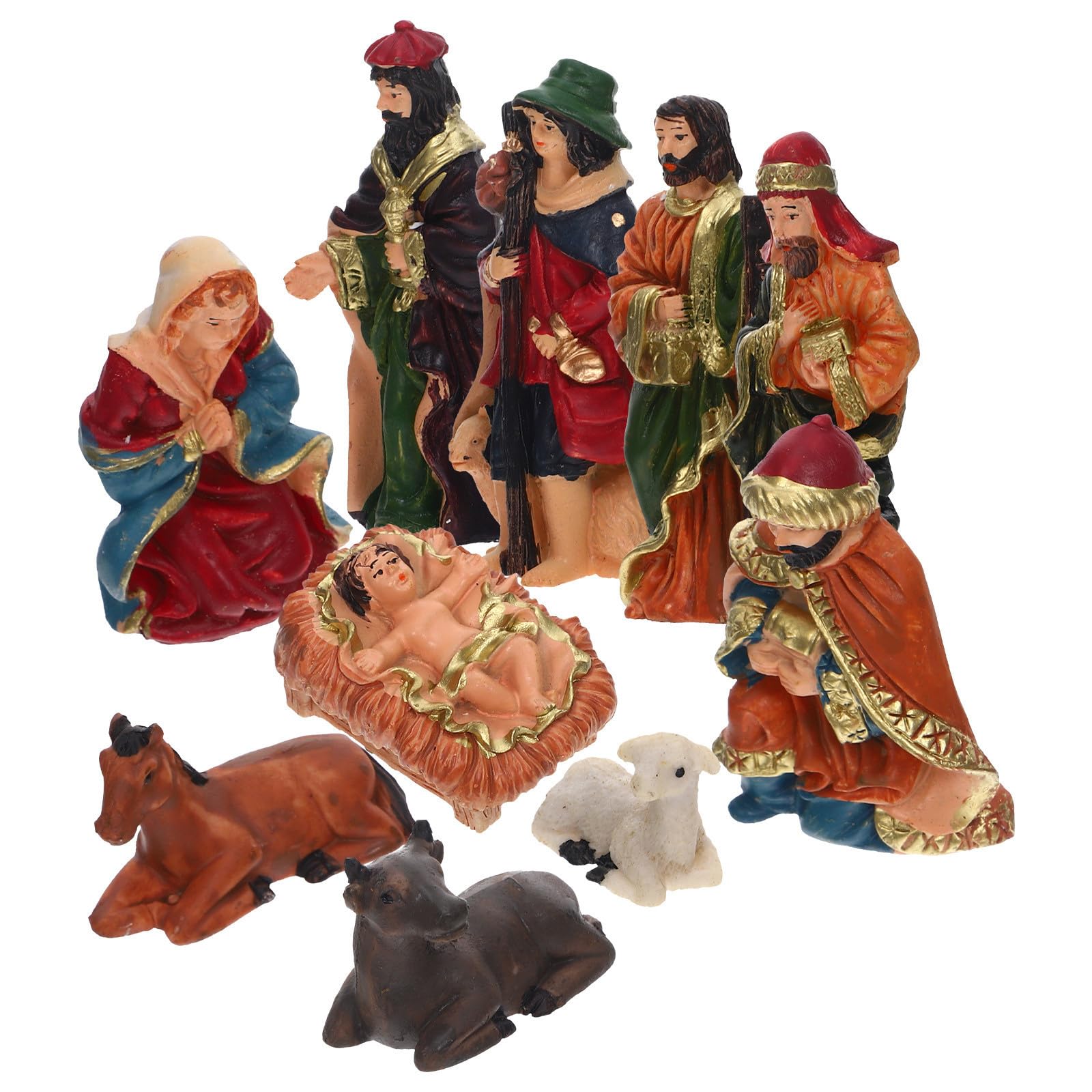 Toyvian 2 Sets Weihnachtskrippenset aus Kunstharz, Tischdeko für Büro