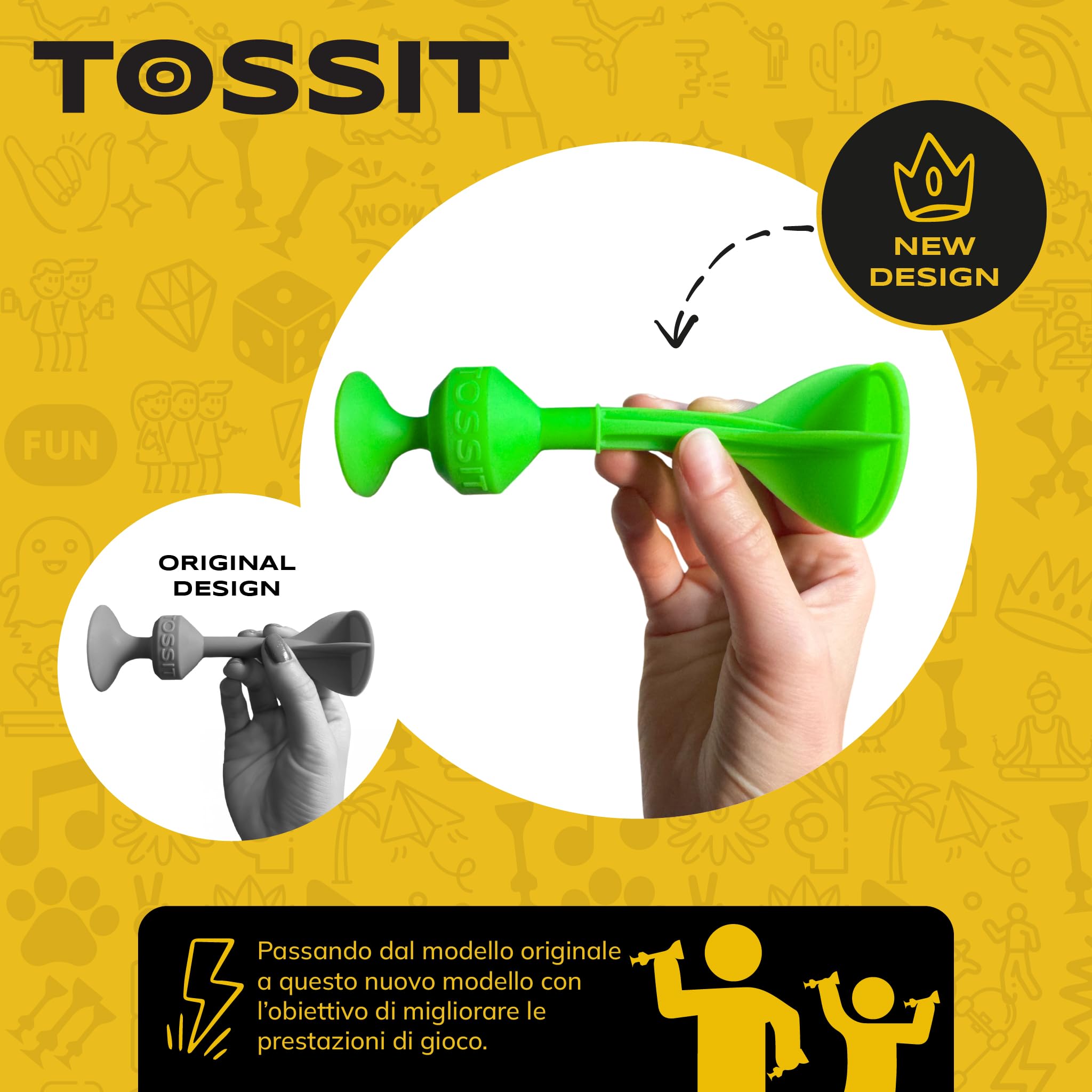 TOSSIT Gioco di Lancio Divertente con Ventosa, Interni Esterni, Si Attacca a Muri, Finestre, Pavimenti, Alternativa Freccette, Bocce, Pétanque, Famiglia, Amici, 8 Colori, Party Pack