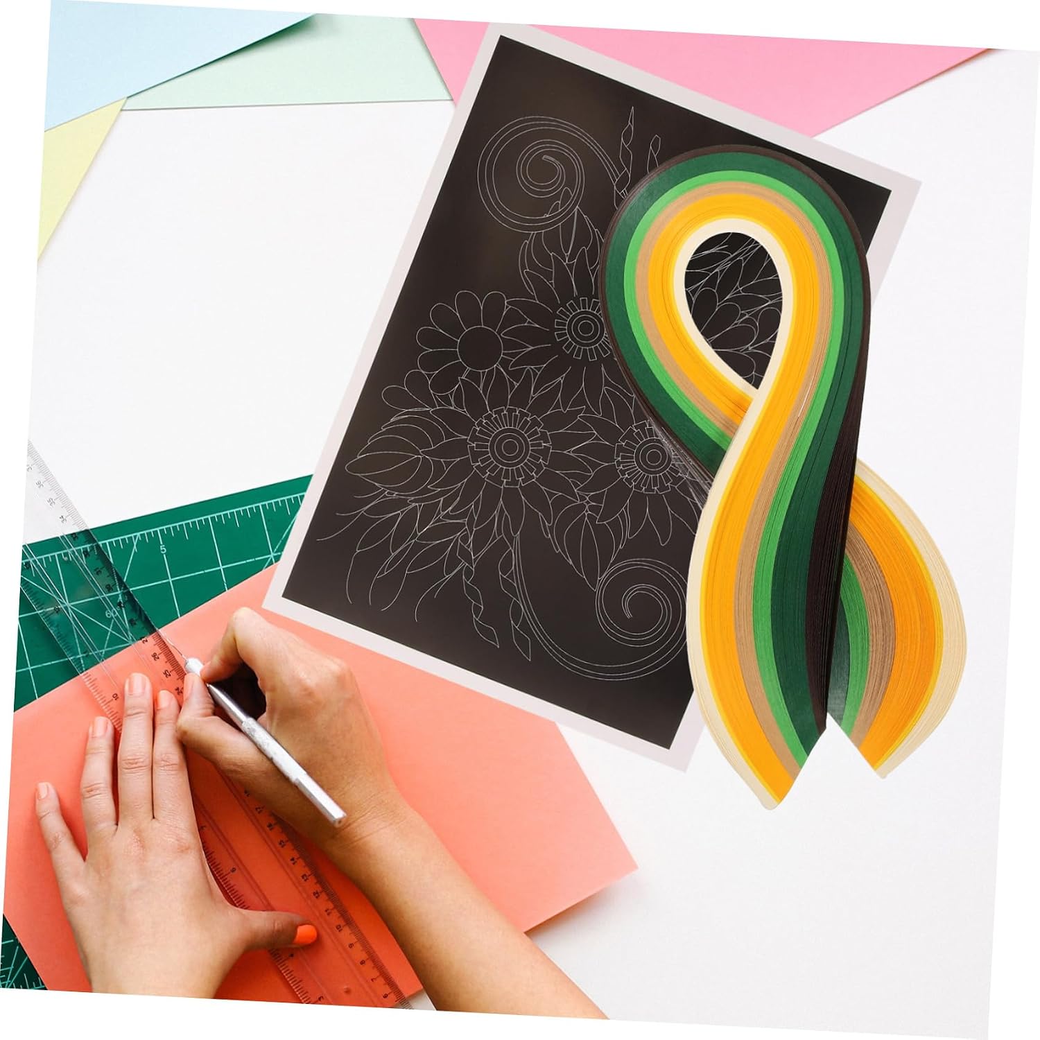 HAPINARY 1set Quilling Paper Strips for Handcrafts Multi-Color Flower Strips for Home Decoration for School Projects Beginners Craft Lightweight Compact Easy to Store