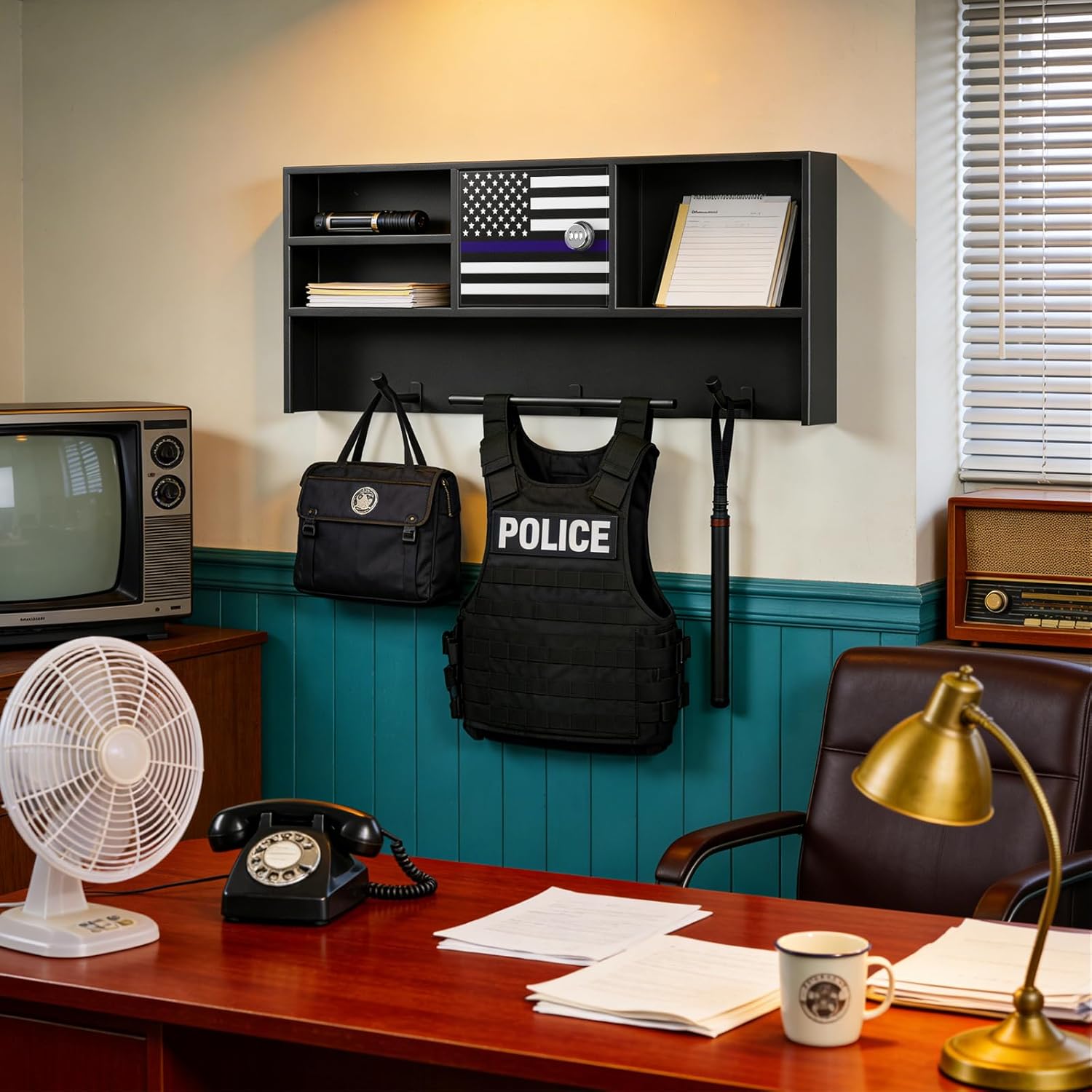 Police Gear Organizer Rack - Police Tactical Vest Hanger Holder Law Enforcement Storage Stand Gun Safe Gift for Police Officer