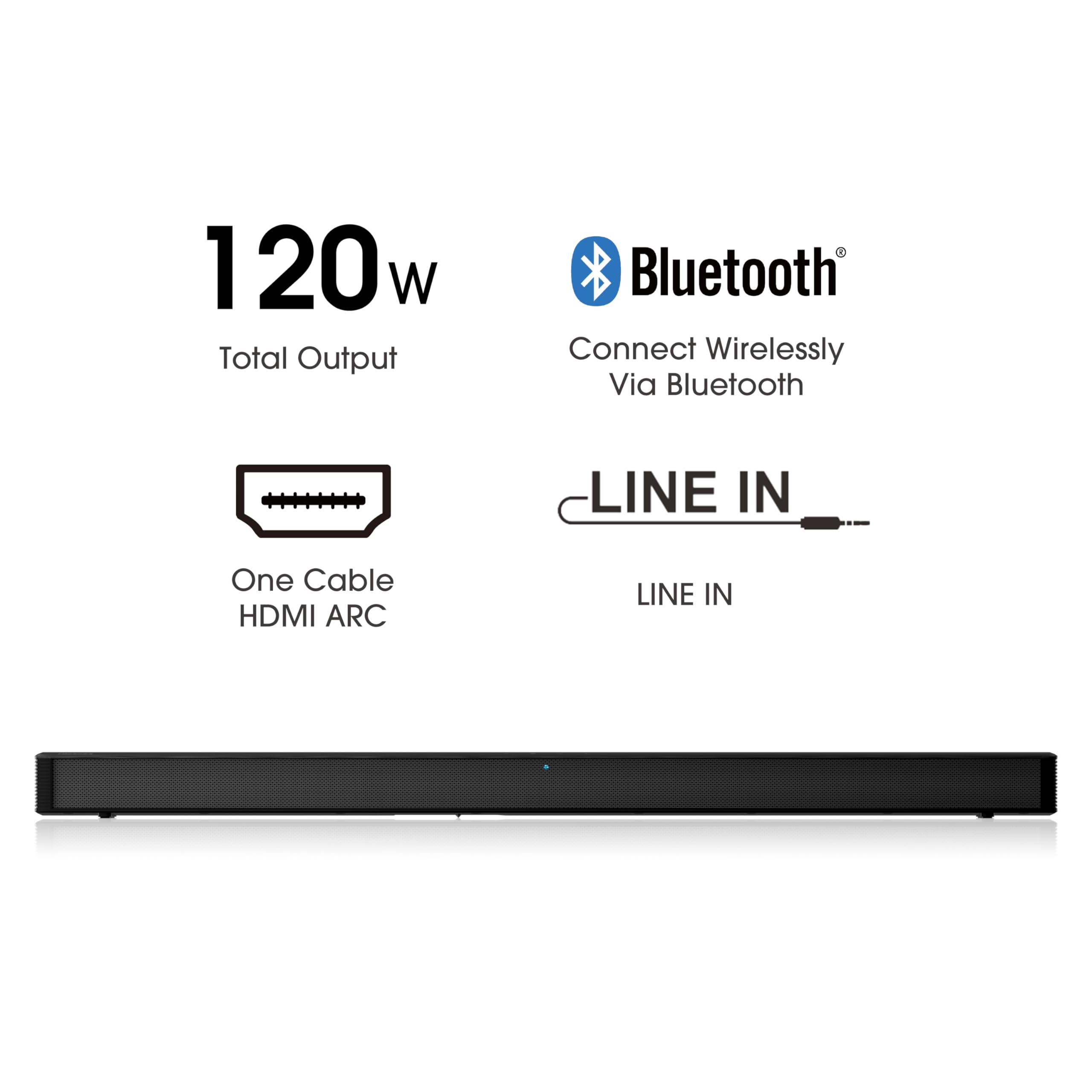 Hisense HS205G 2.0 Kanal Soundbar, 120 Watt, DTS Virtual: X, Bluetooth 5.0, HDMI Arc, USB, Optisch, Equalizer, Wandmontage möglich, schwarz