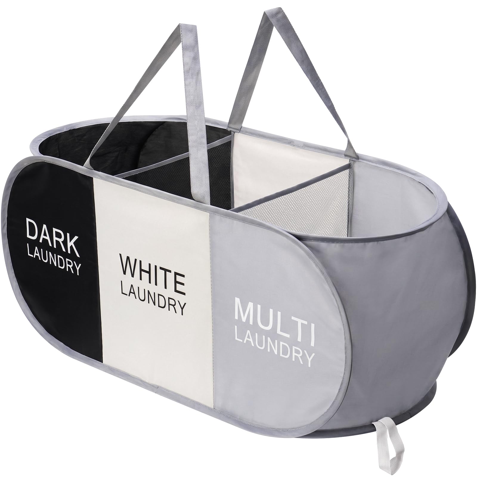 NiHome 92L 3 Compartment Laundry Basket, Foldable Washing Basket
