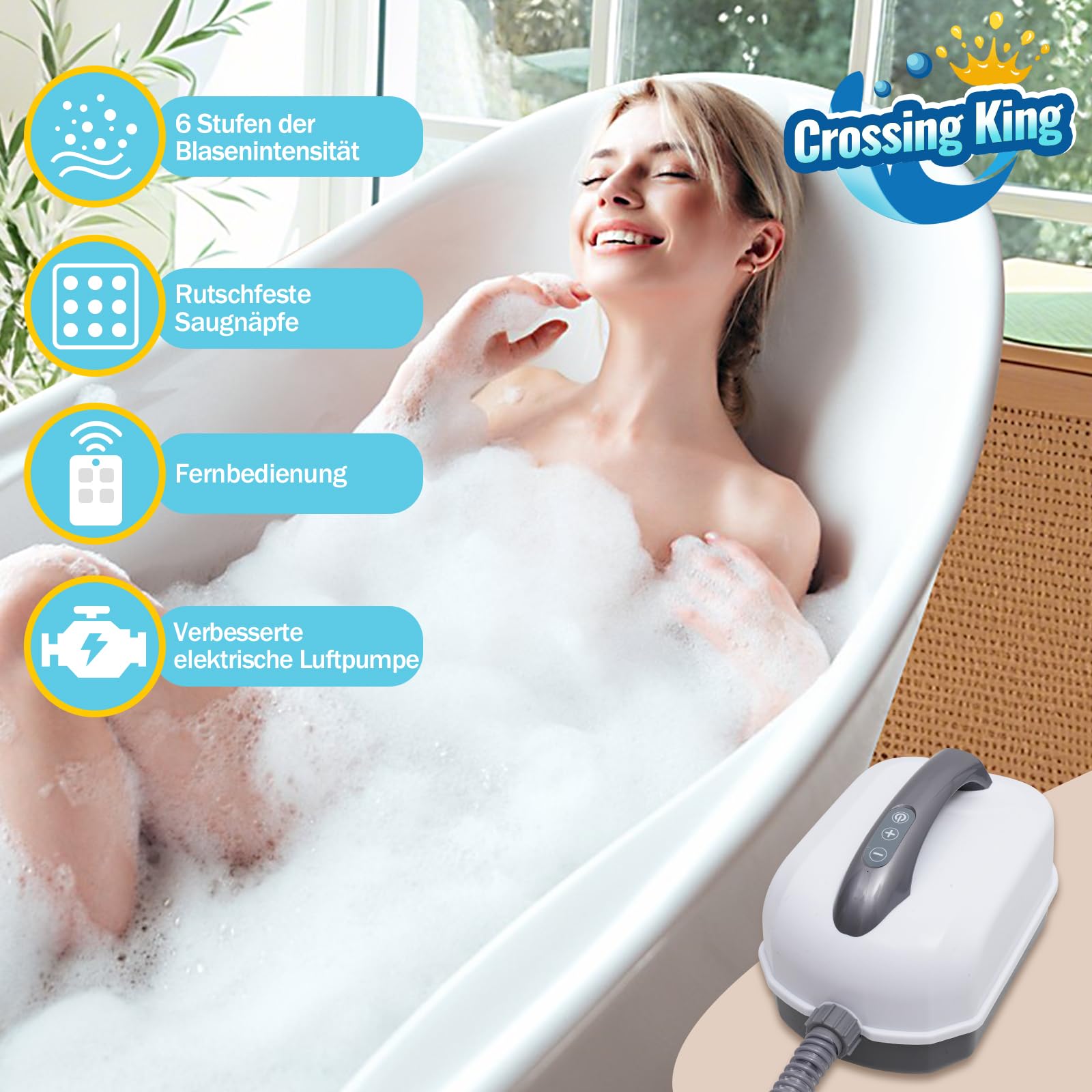 Crossing King Sprudelmatte Badewanne, Badewanne Spa-Matte Grau