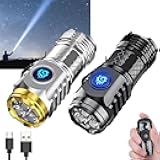 German Three-Eyed Monster Mini Flash Super Power Flashlight, Thumb Flashlight Flashlights, Multi-Functional Pen Clip Light Steel High Lumen Rechargeable Waterproof (2Pcs-a)