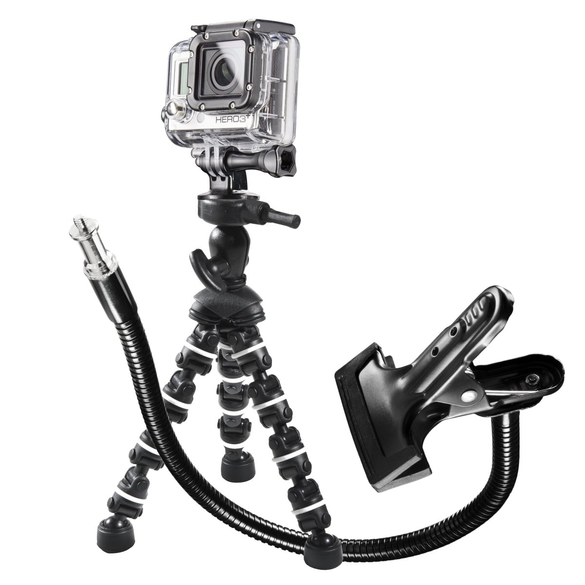 Mantona Multiflex 16.5 Set with Table Tripod and Clamp for GoPro Camera