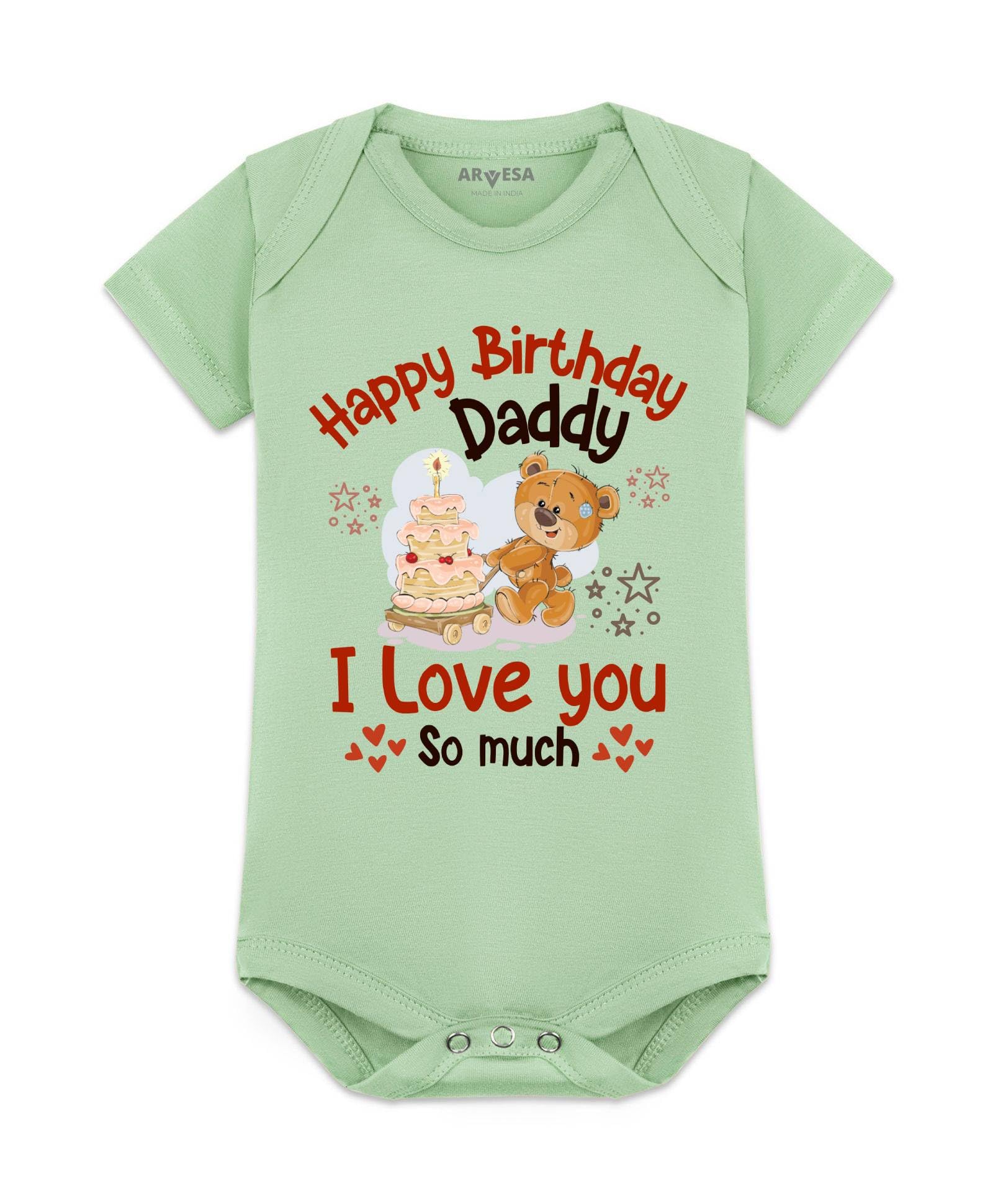 arvesa Baby Romper Dad Birthday Theme for Baby Boy and Baby Girl Cotton 0–12 Months Design No 1305 - Happy Birthday Daddy. I Love You So Much.-picture-55