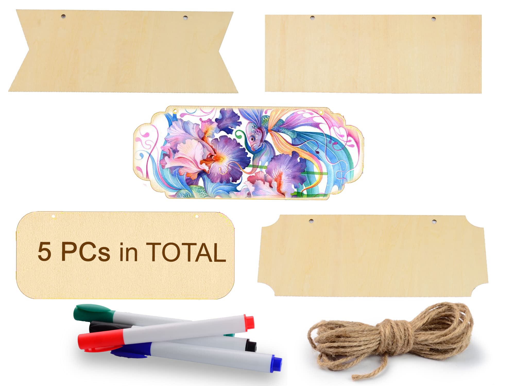 Buy Crocowood 5 PCs Unfinished Wooden Plaques for Craft 25 x 10 cm