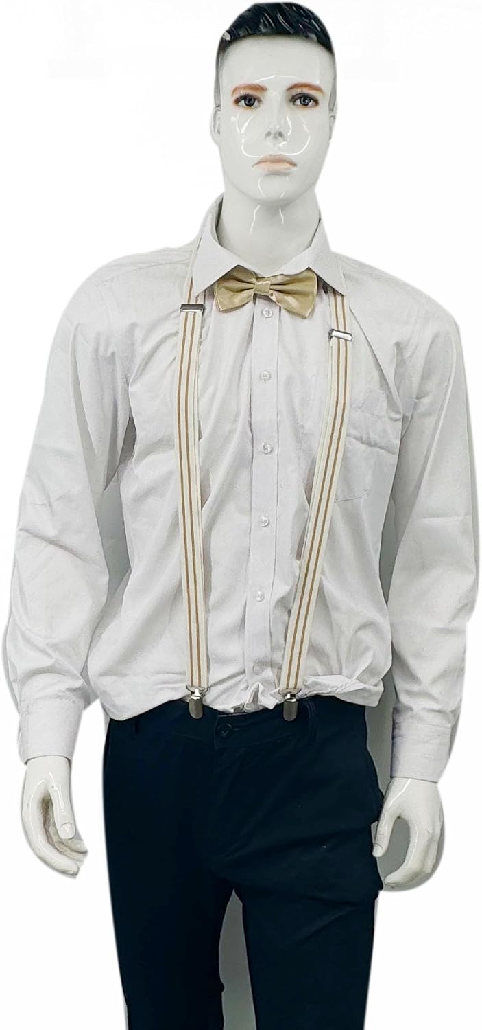 Men's Suspenders Bowtie Set Elastic Y Shape Style Women's Suspenders Bowtie For Wedding&Formal Events