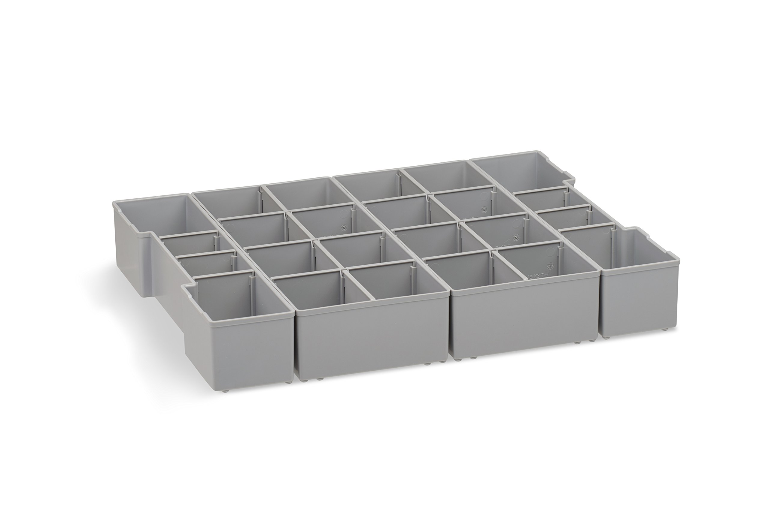 Caja organizadora de plástico plegable | L-Boxx 102 (gris) con juego de cajas interiores K3 | Maletín de herramientas profesional vacío con accesorios