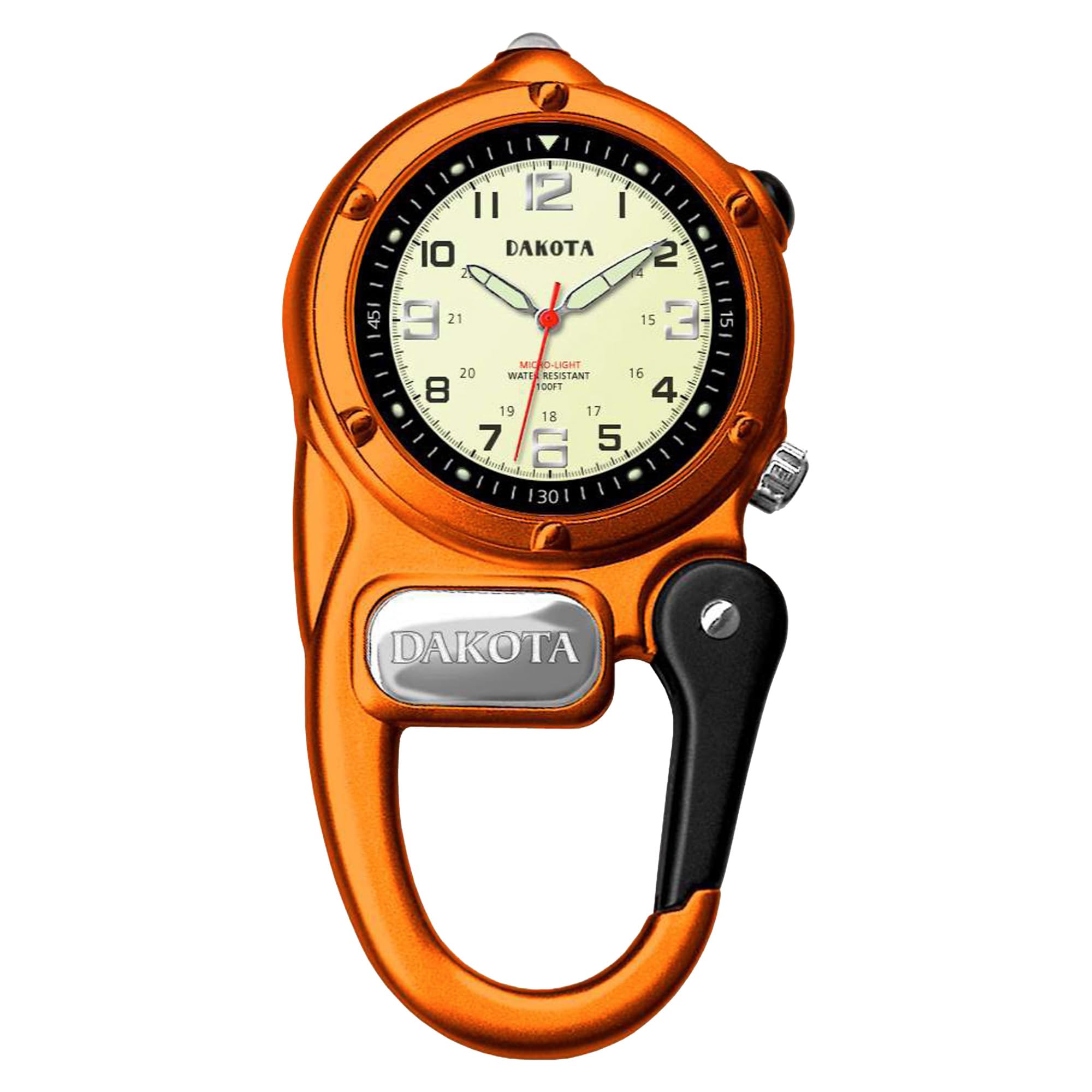 Dakota Mini Clip Pocket Watch with LED Flashlight Clip-On Watch, Water Resistant