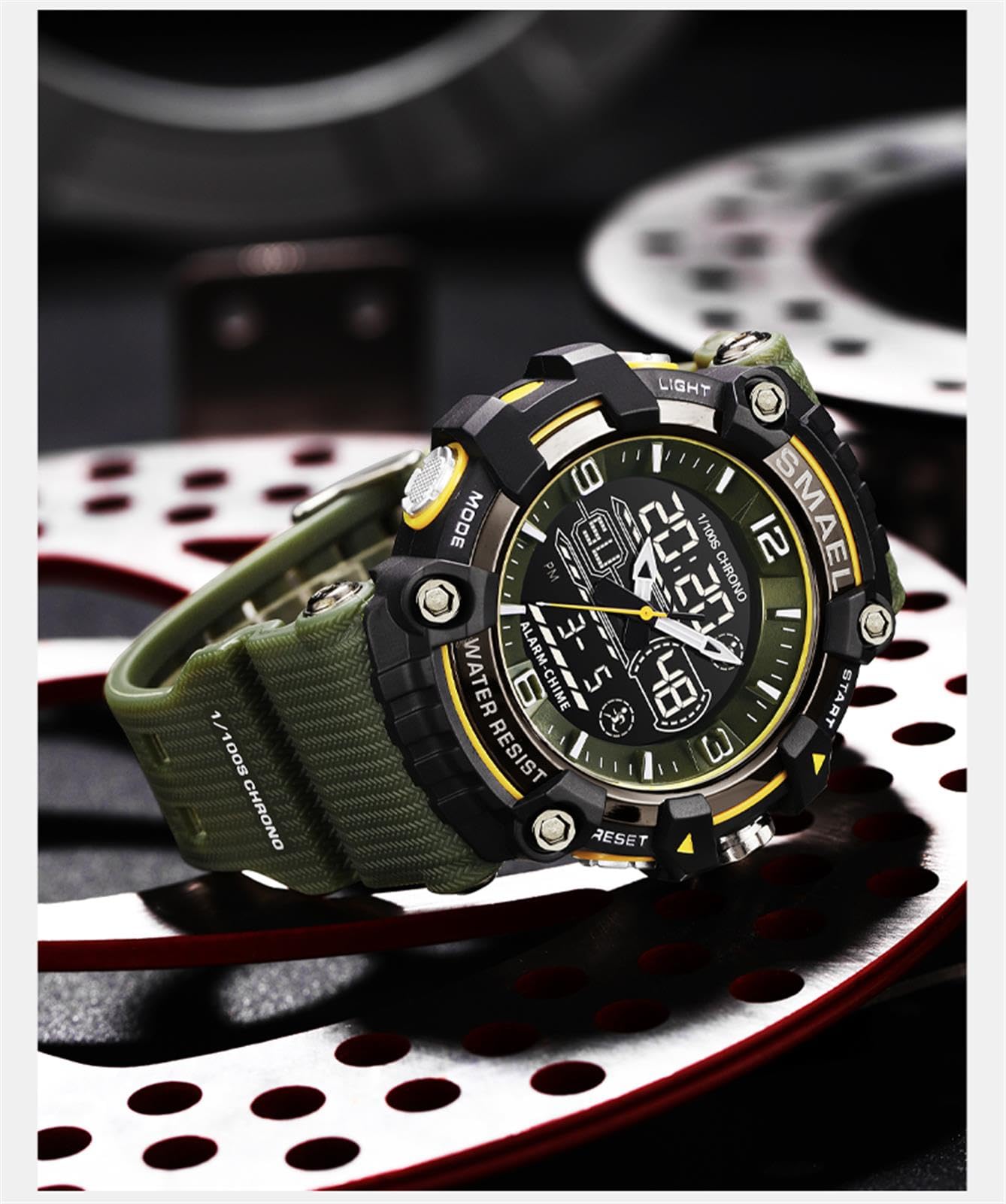 Montre Sport Homme Digitale Etanche 5 Bar avec Chronographe Alarme LED Eclairage Date-Montres avec Bracelet en Silicone