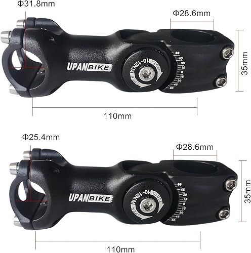 Miniatura 2 de UPANBIKE Vástago de bicicleta de aleación de aluminio ajustable Stem 25.0.157 in 31.0.315 in * 1.126 in
