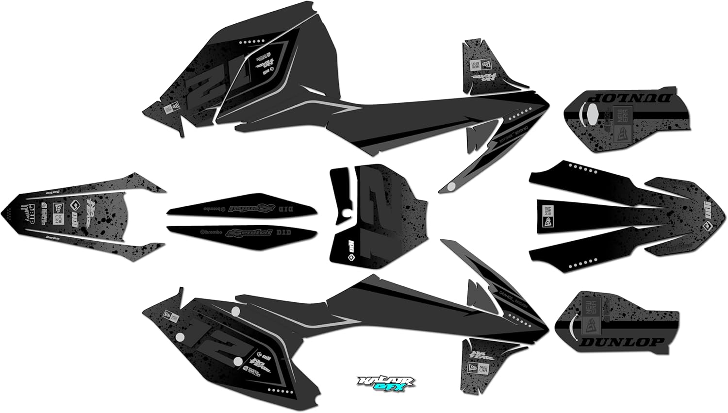 Graphics Kit for Ktm SX SXF 125-250-350-450 (2016-2018) Shark Series Smoke 21 Mil - Dirt pit bike motorcycle stickers, dirtbike racing automotive decal motocross accessories no-plastics