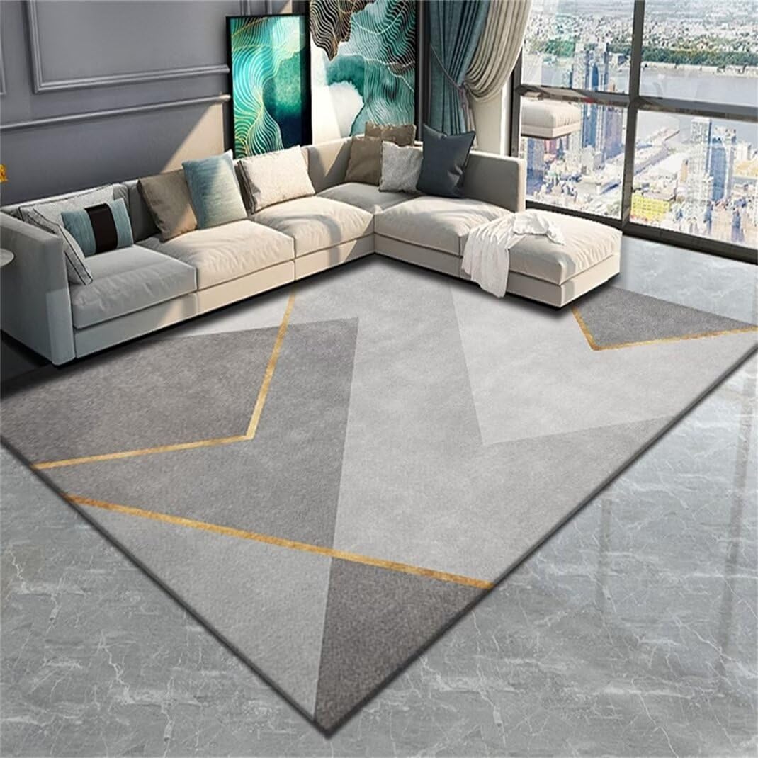 Tapis à poils courts gris 200x300 cm au design moderne et épuré