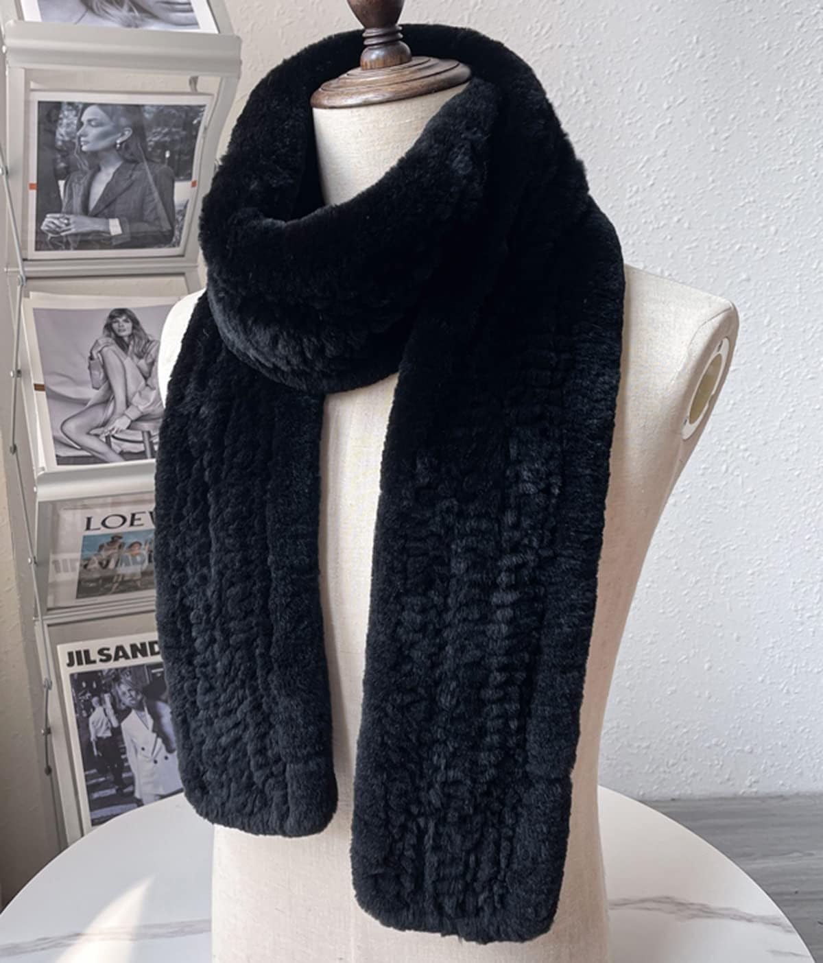 Men Winter Scarves Real Rex Rabbit Hair Scarf Neck Warmer Long Neckerchief 180x13cm