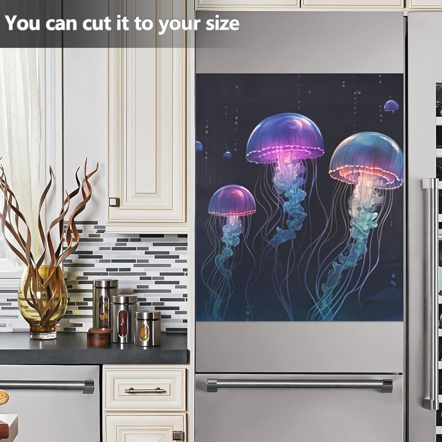 Purple Jellyfish Dishwasher Magnet Cover,Decorative Dishwasher Panel Decal, 23Wx26H inch 202b1624