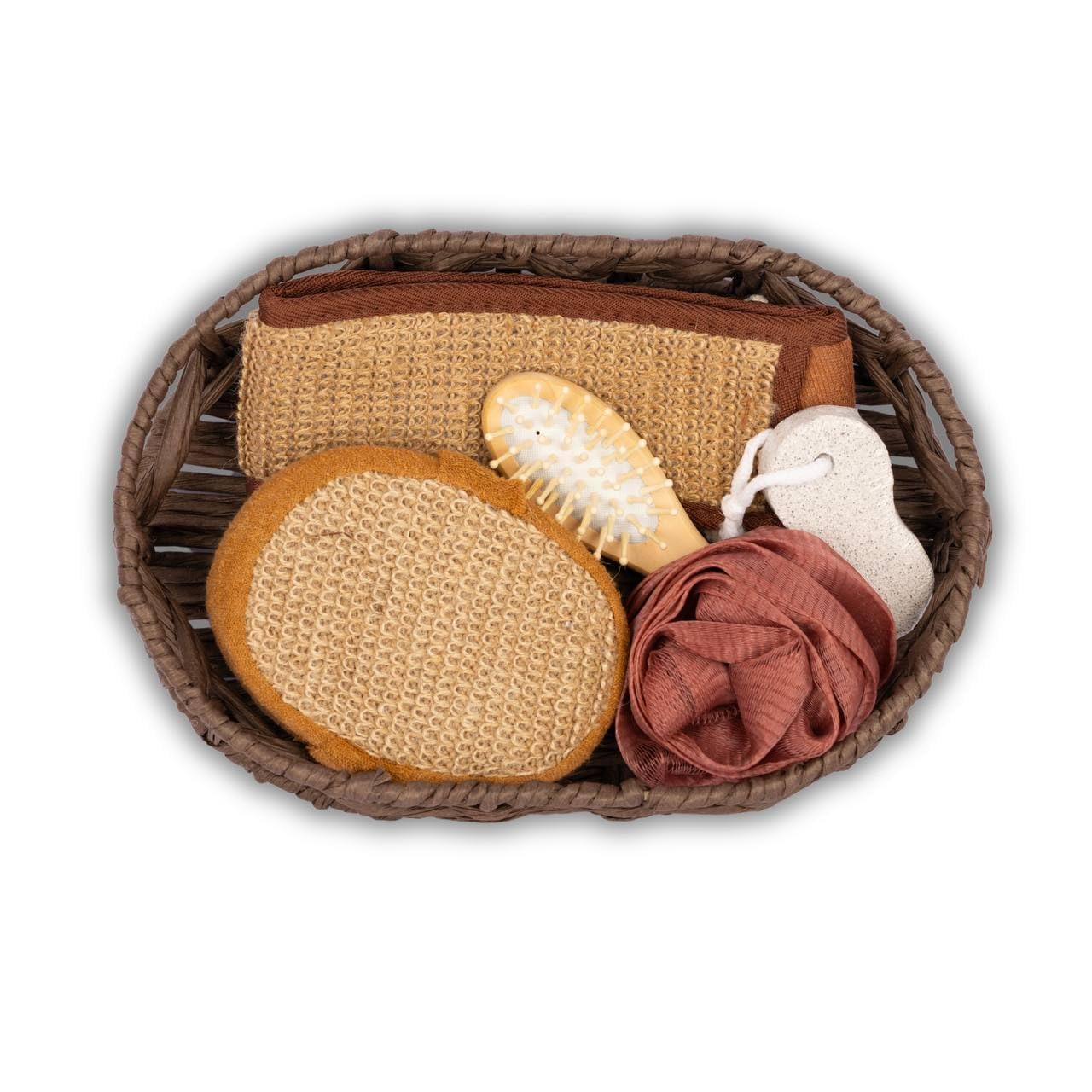 COSKIRA 6 in 1 Bath set,Pumice Stone Clean Pedicure tool, Loofah Bath Ball Mesh Sponges, Bathroom Accessories, Hair Brushes Natural, Back Scrubber Body Scrubbing Belt, Oval Shape Bath Sponge-Brown-image-33