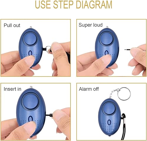 Miniatura 5 de KOSIN - Alarma personal de sonido seguro, paquete de 5 llaveros de alarma de seguridad personal de 140 dB con luces LED, alarma de seguridad de