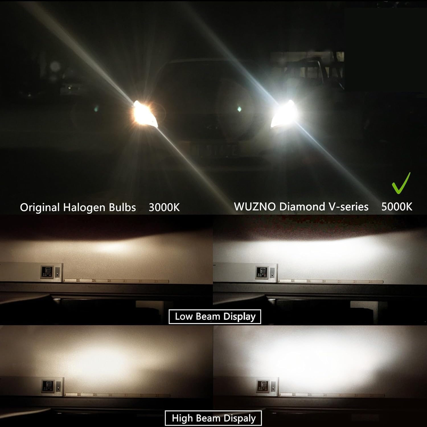 Halogen Headlight Bulbs Replacment for Toyota Camry 2007 2008 2009 2010 2011 2012 2013 2014 2015 2016 2017 2018,High Beam 9005/HB3 Low Beam H11 Lights Combo, 5000-6000k White, 120% Brightness, 4 Pack
