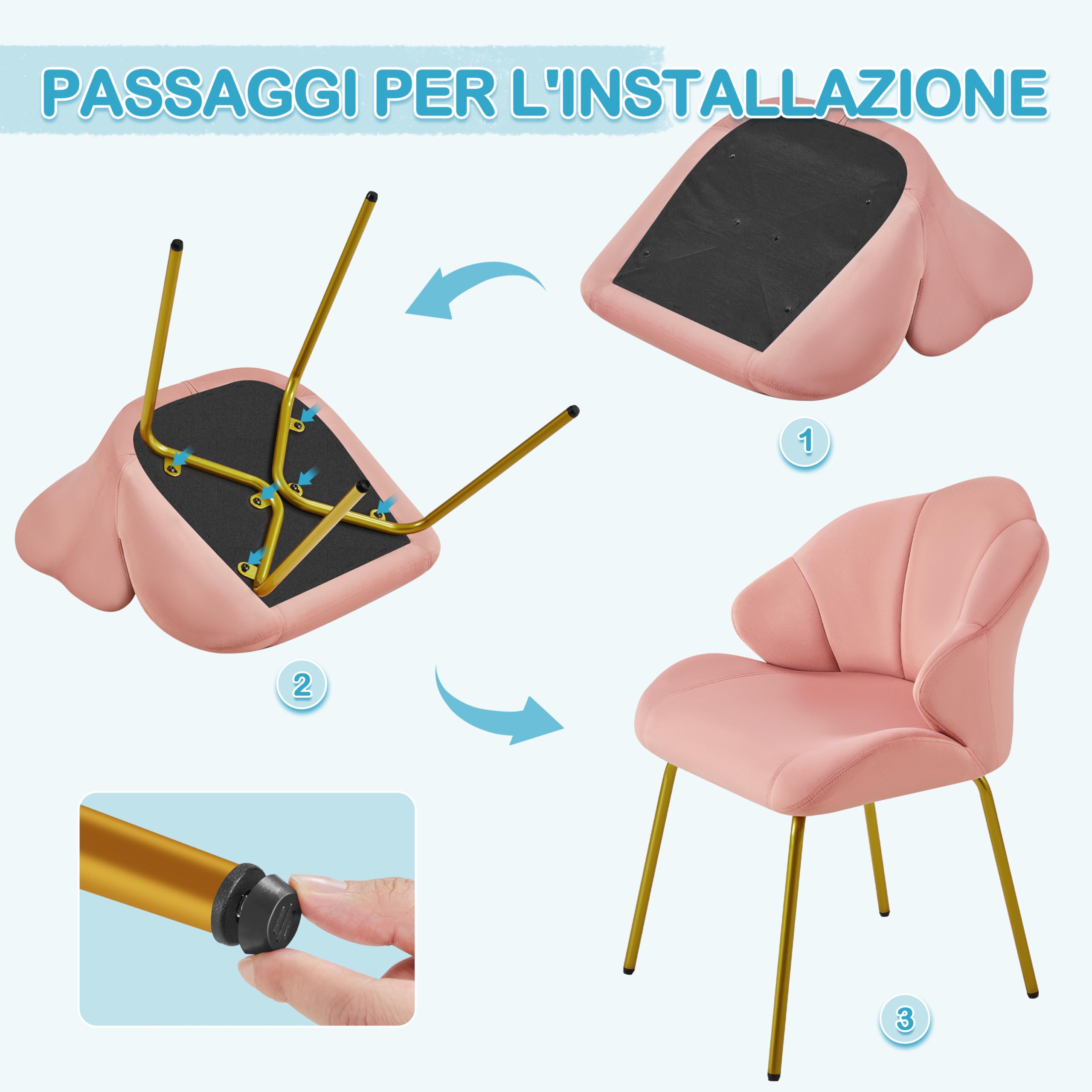 Yaheetech Poltrona in Velluto Moderno Poltrocina con Schienale a Forma di Conchiglia Sedia Imbottita da Lettura per Soggiorno Camera da Letto Ufficio Sedia Laterale da Salotto Shell Rosa