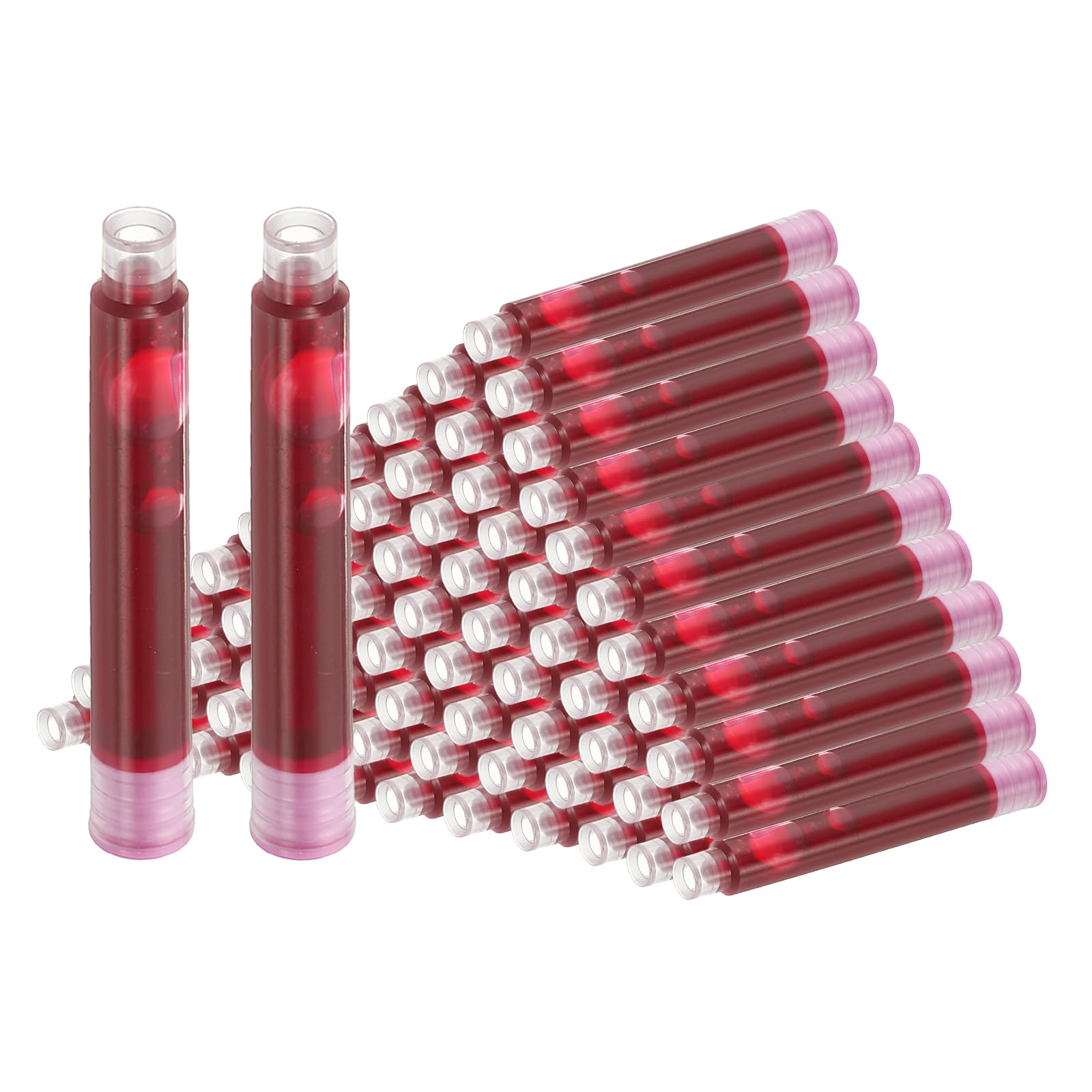 PATIKIL 72Pcs Fountain Pen Ink Refills 3.4mm Bore Diameter Dark Pink Ink Cartridges International Stand Refill Cartridges for Pen Writing Business