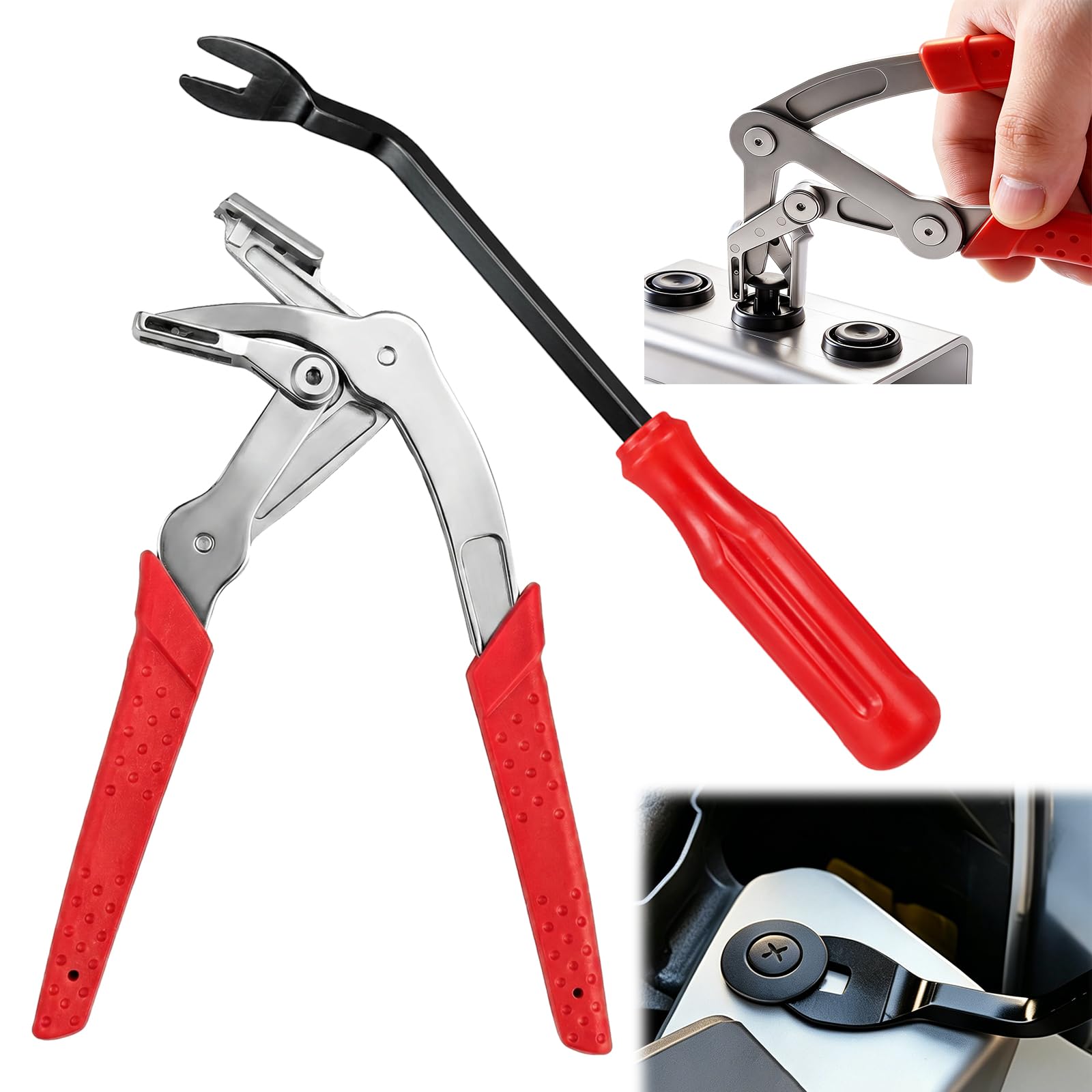Kit de 2 outils de démontage pour voiture levier de garniture et pince à clips plastique