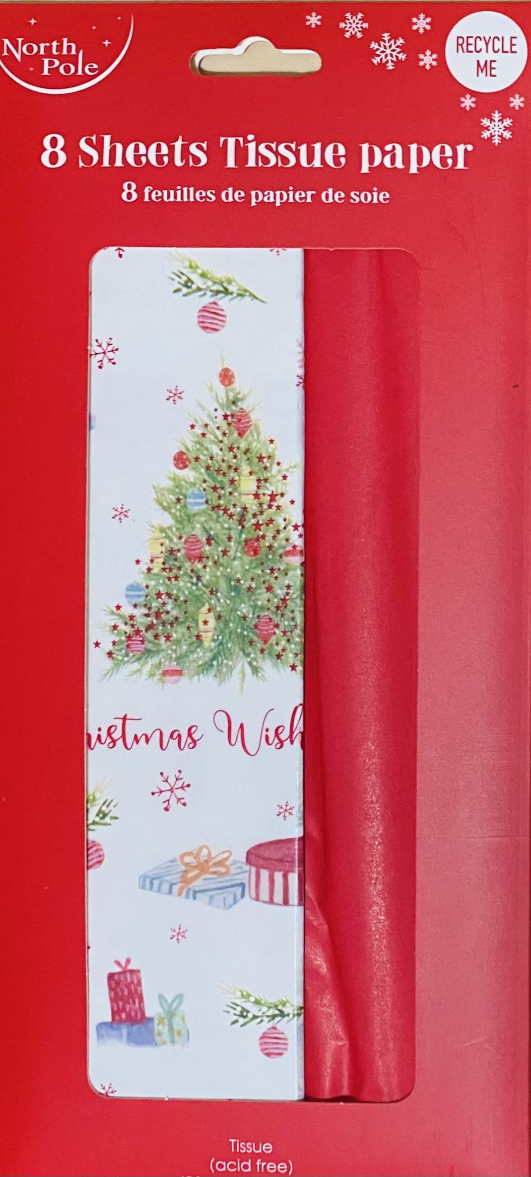 Christmas Tissue Paper Gift Wrapping, Assorted Traditional Festive Xmas Designs| Recyclable Eco Friendly Wrapping for Delicate Items (White/Red Christmas Wishes)
