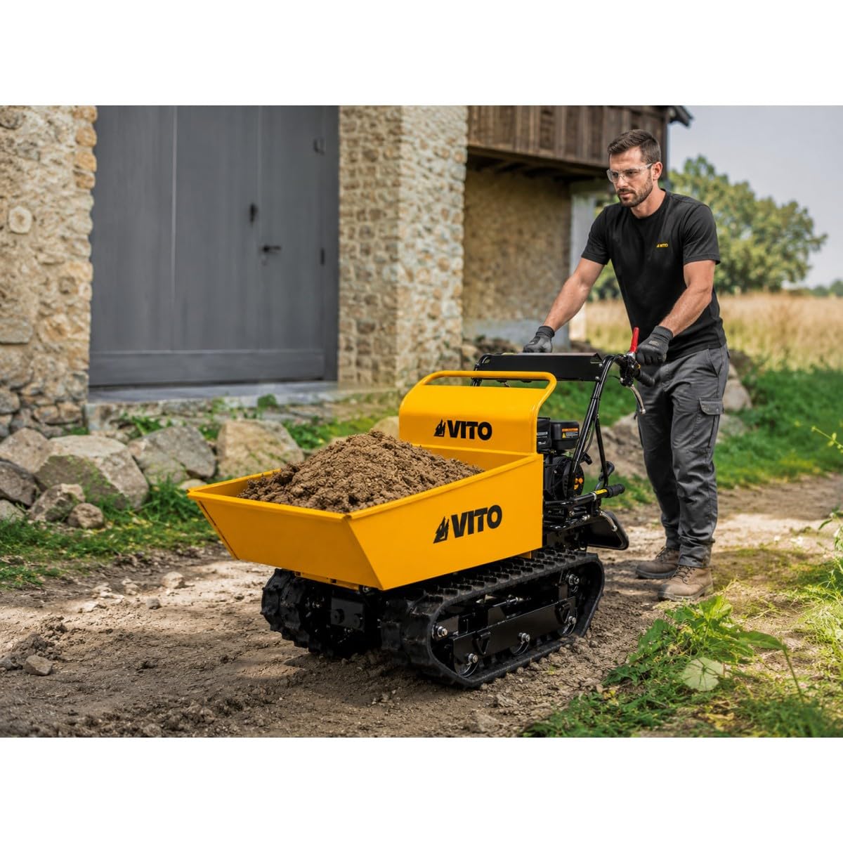 Mini Dumper de orugas Motor Loncin 196 Cm3 Gasolina 6,5 CV – Carretilla de orugas Transporte Carga 300 kg 4,8 KW Astillero VITO